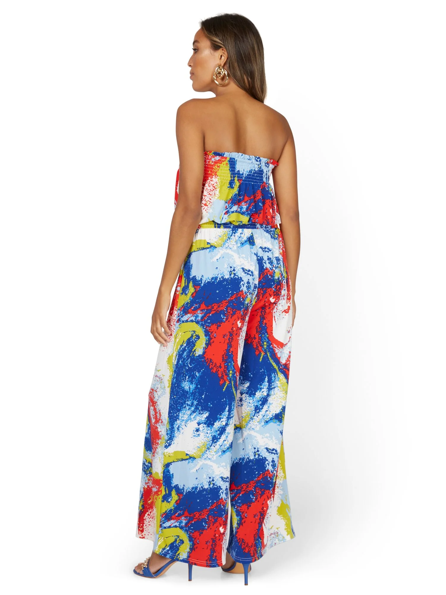 Marble-Print Strapless Jumpsuit - Image 3