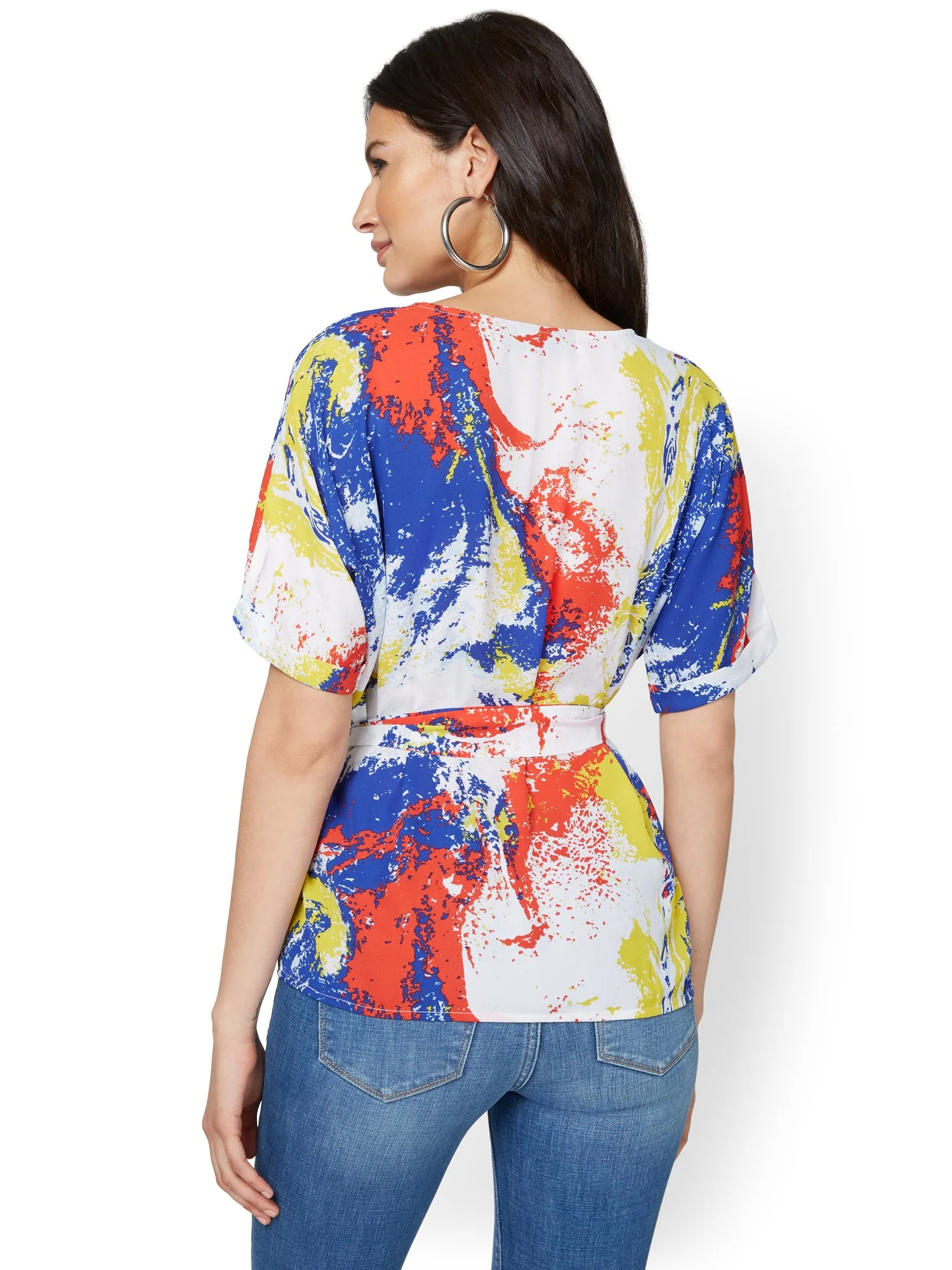 Marble-Print Tie-Front Top - Image 3