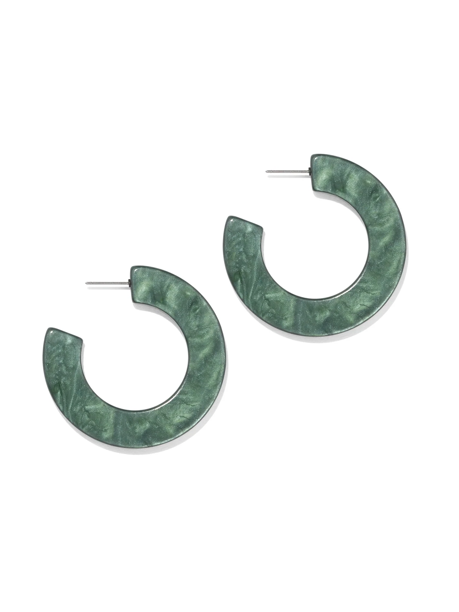 Marbleized Green Hoop Earring