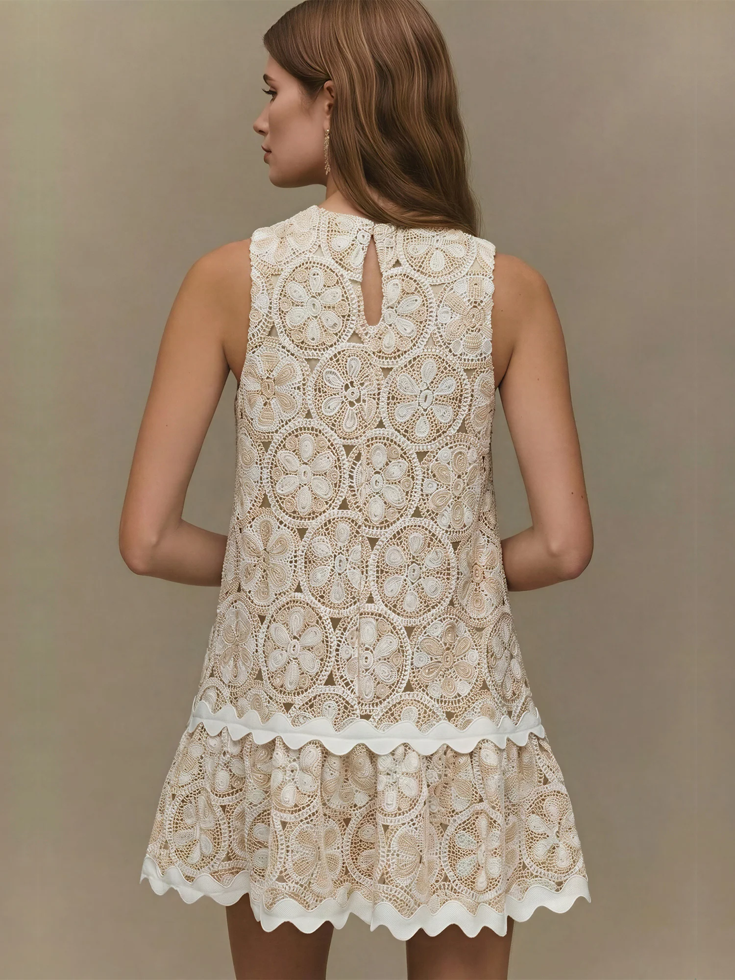Maxine Crochet Ric Rac Trim Shift Mini Dress - Image 4