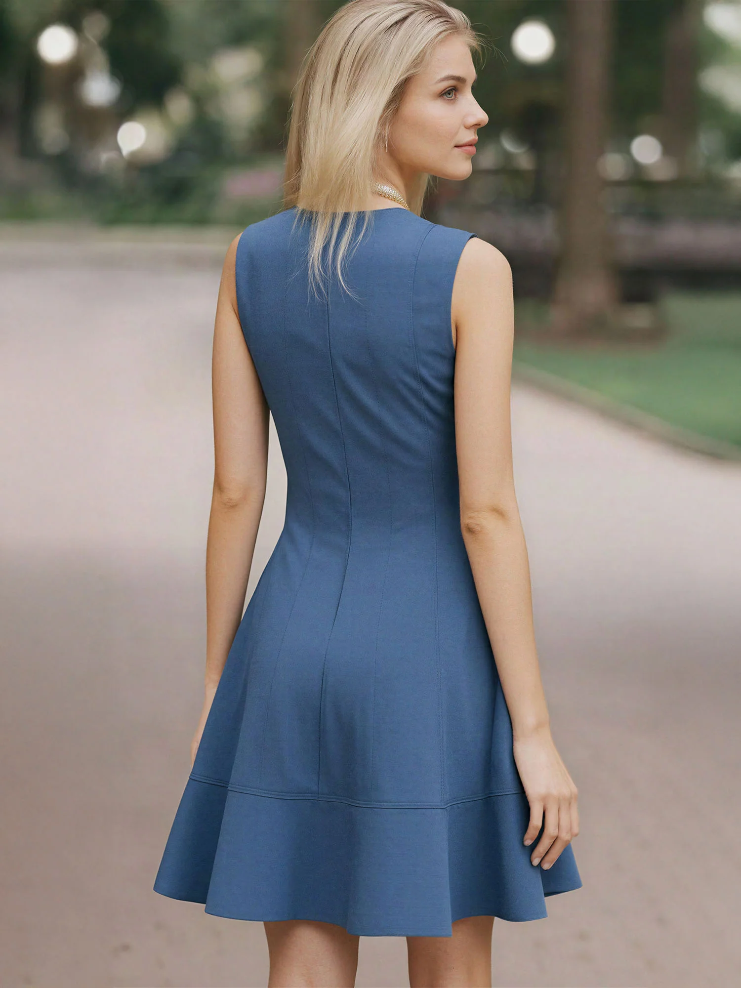 Maxine Sleeveless V Neck Fit & Flare Mini Dress - Image 9