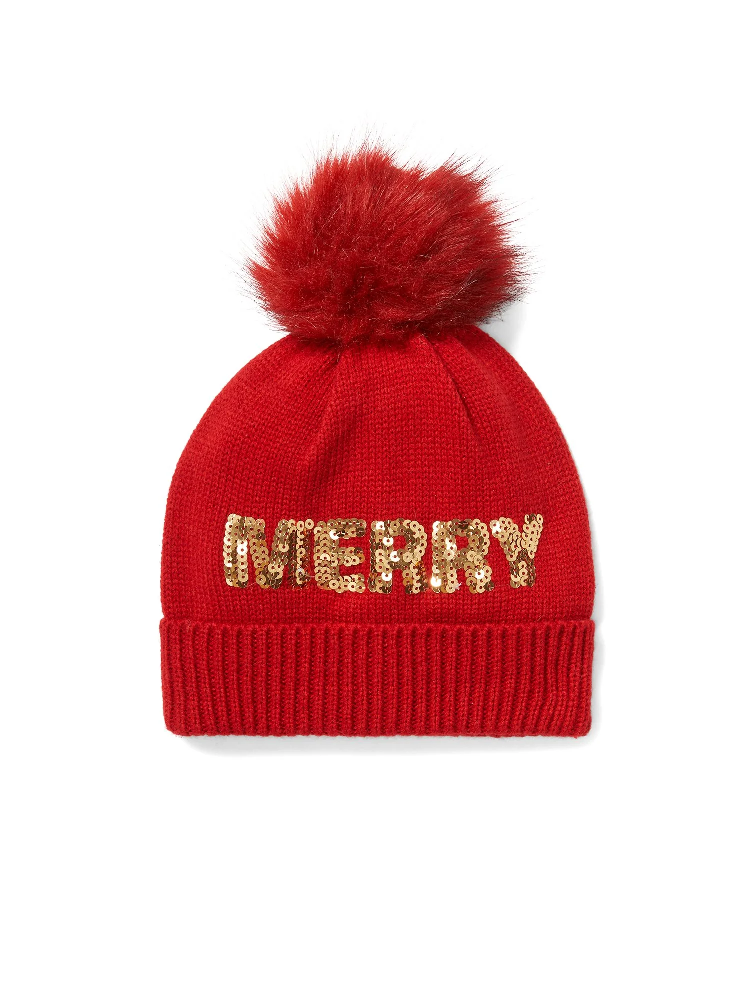 Merry Sequin Pom-Pom Beanie Hat - Image 3
