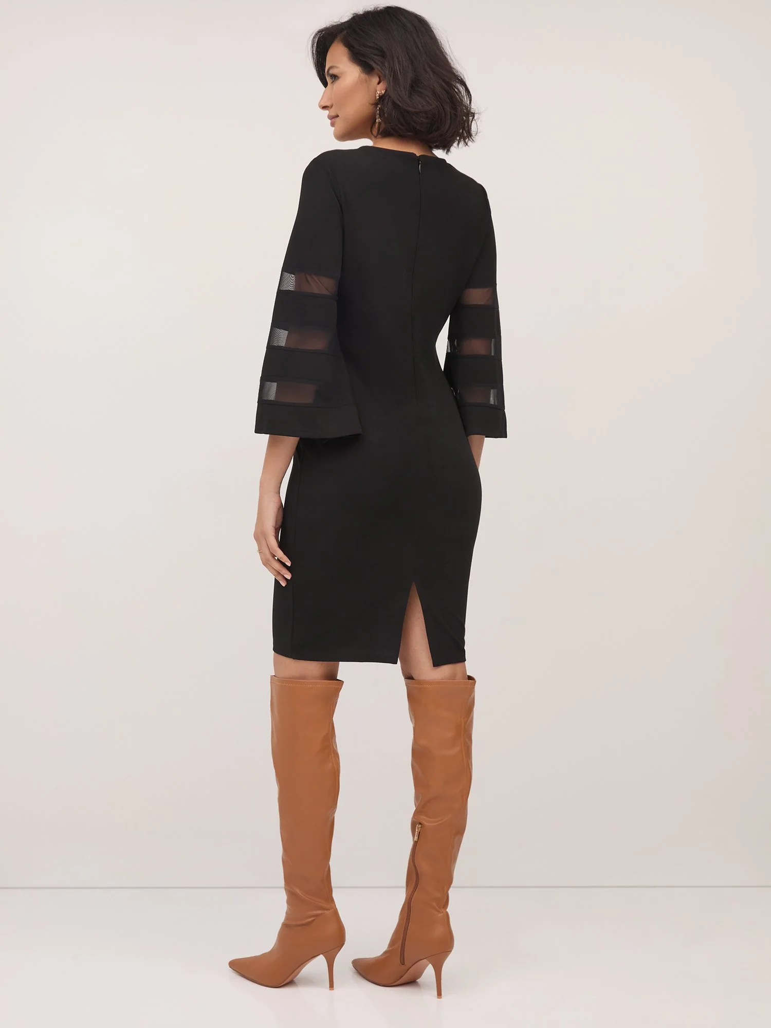 Mesh-Inset Sheath Dress - Magic Crepe® - Image 3