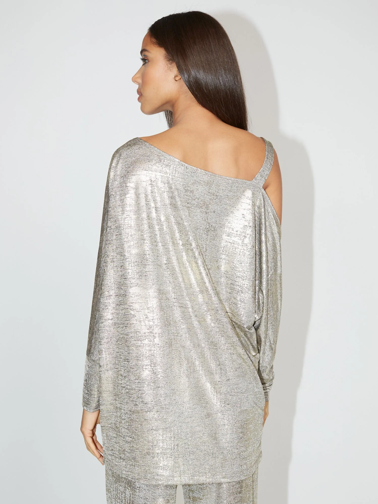 Metallic Asymmetrical Dolman-Sleeve Top - NY&C Style System - Image 3