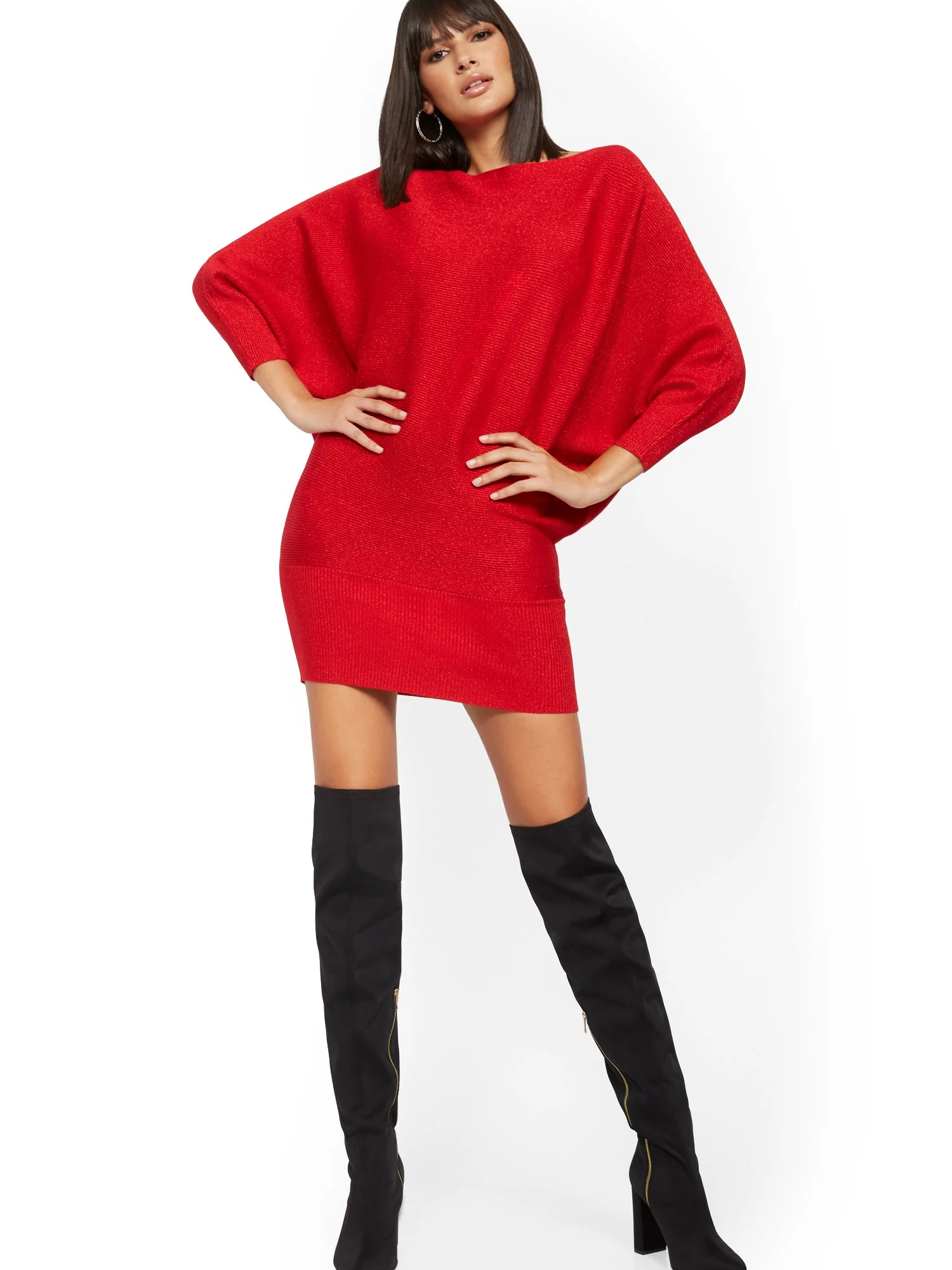 Metallic Dolman Sweater Dress - Image 10