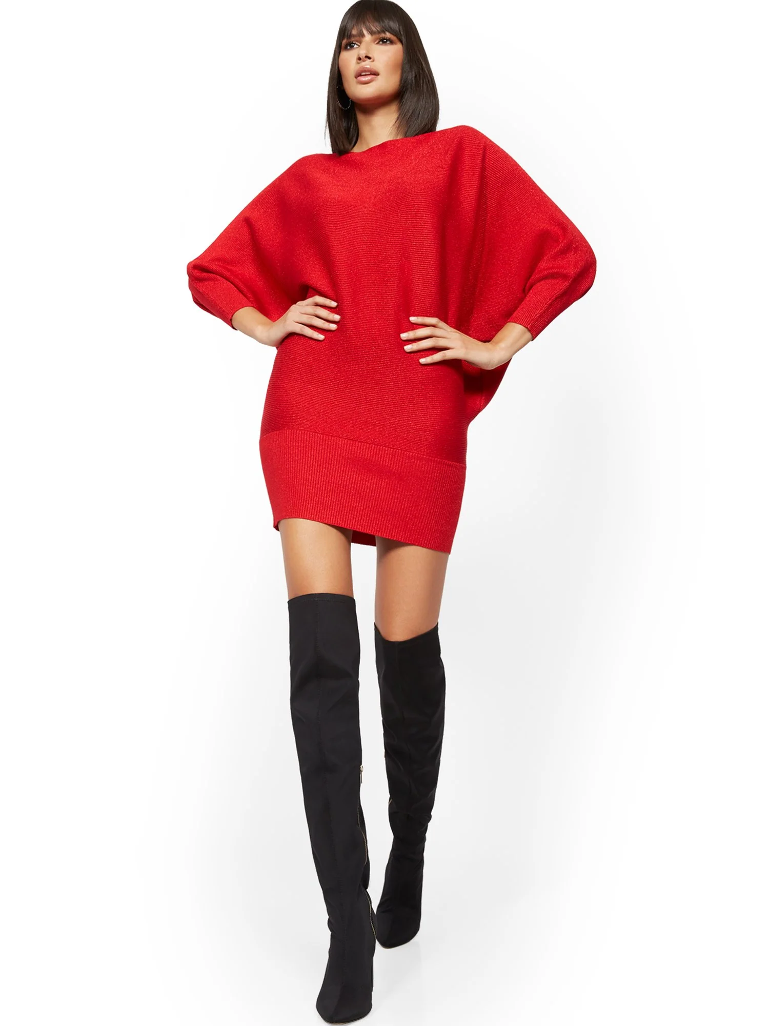 Metallic Dolman Sweater Dress - Image 11