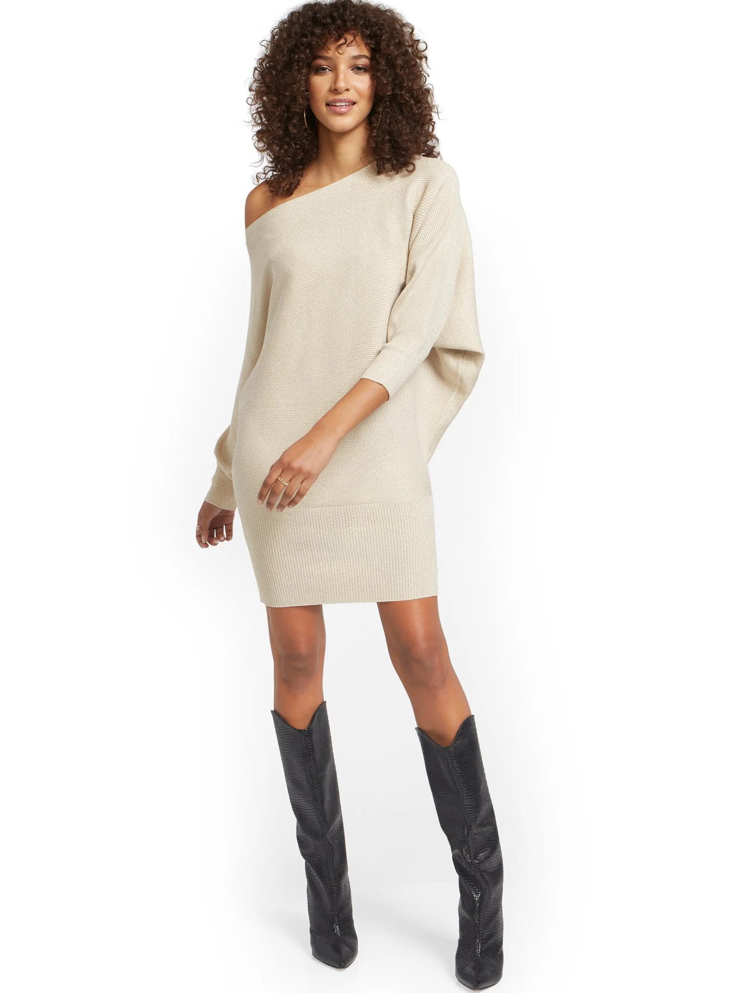 Metallic Dolman Sweater Dress - Image 18