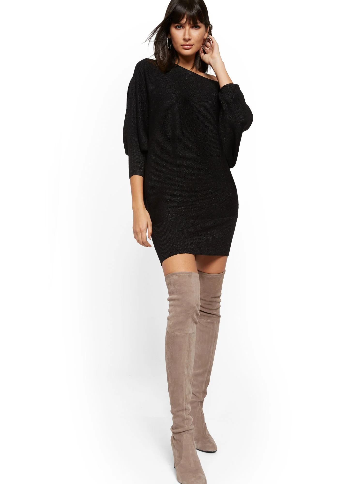 Metallic Dolman Sweater Dress - Image 4
