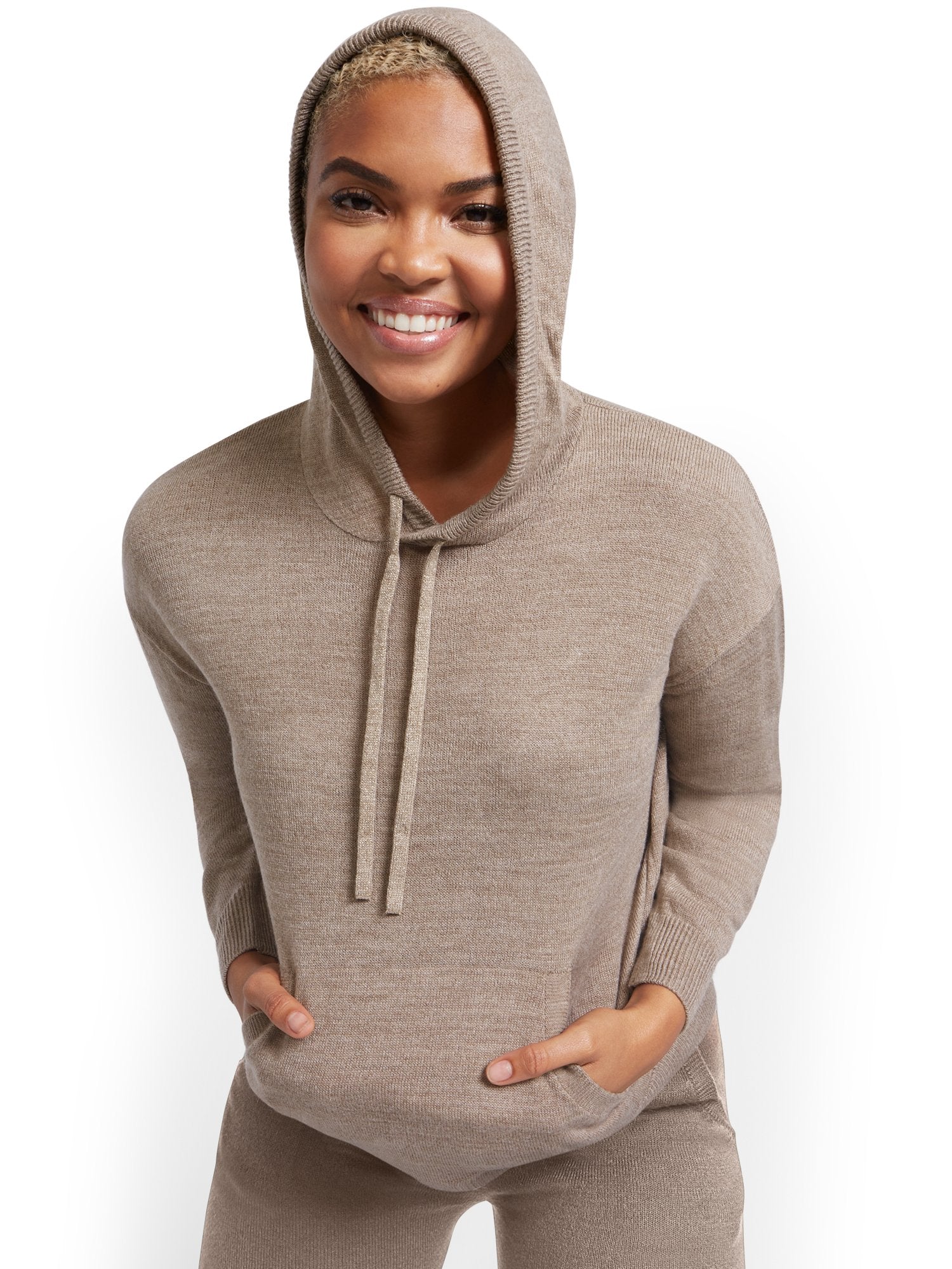 Metallic Drawstring-Tie Hooded Sweatshirt - Image 13