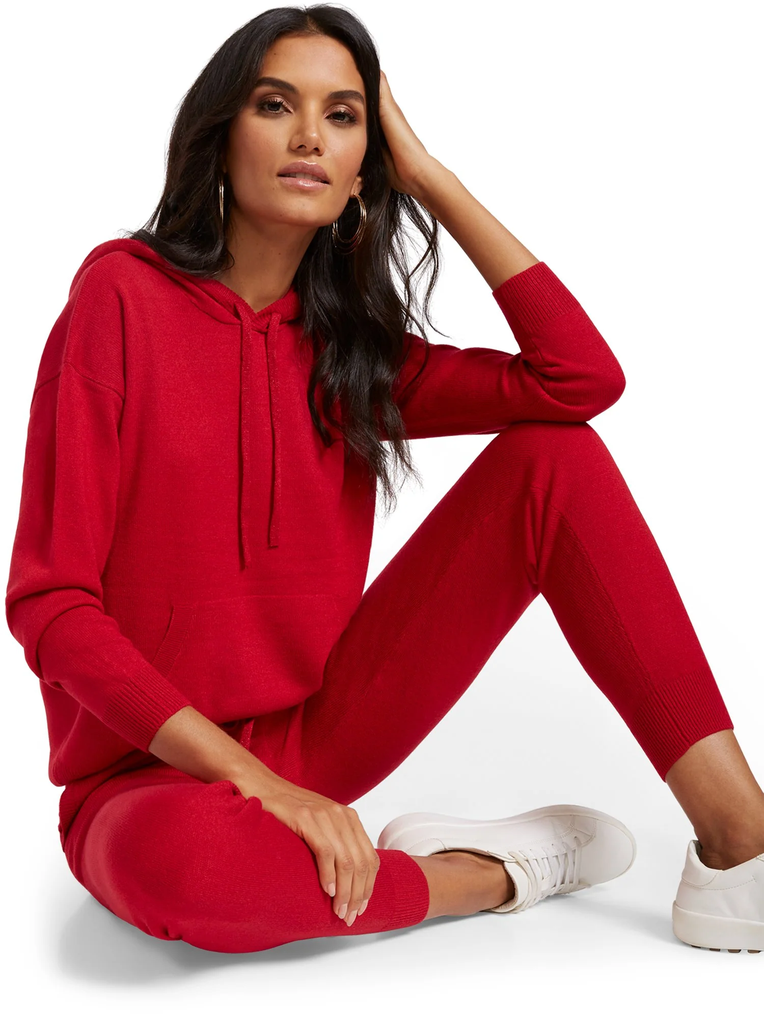 Metallic Drawstring-Tie Sweater Jogger Pant - Image 5
