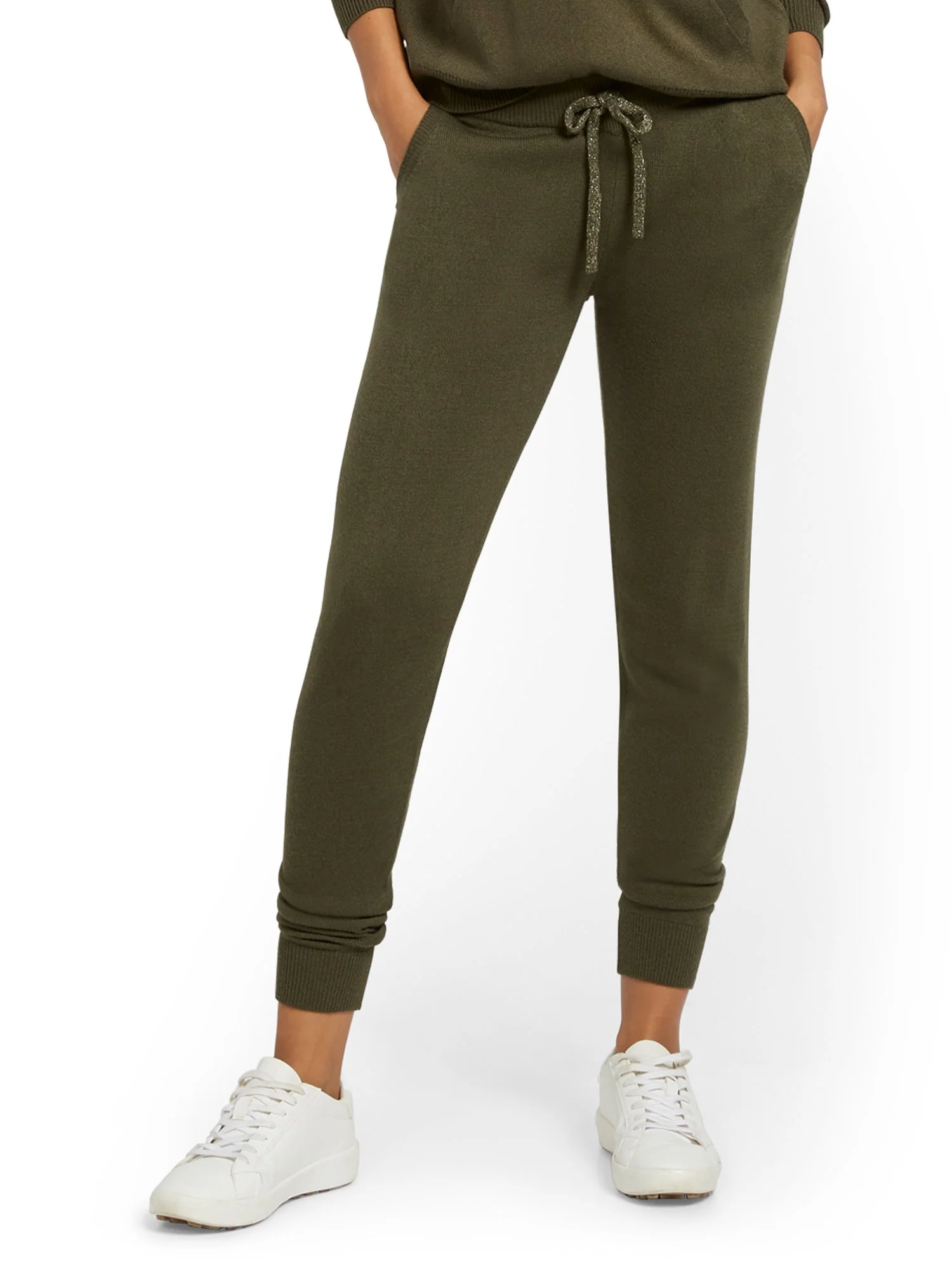 Metallic Drawstring-Tie Sweater Jogger Pant - Image 8