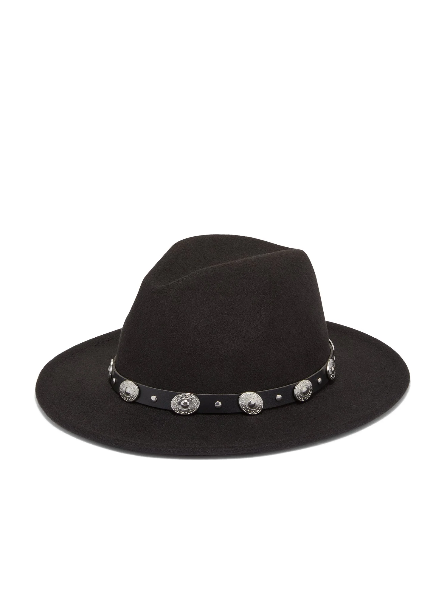 Metallic Embellishment-Banded Western Black Fedora
