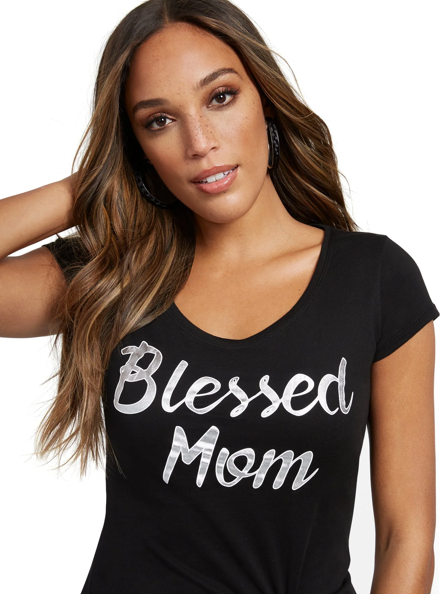 Metallic-Foil 'Blessed Mom' Tee - Image 2