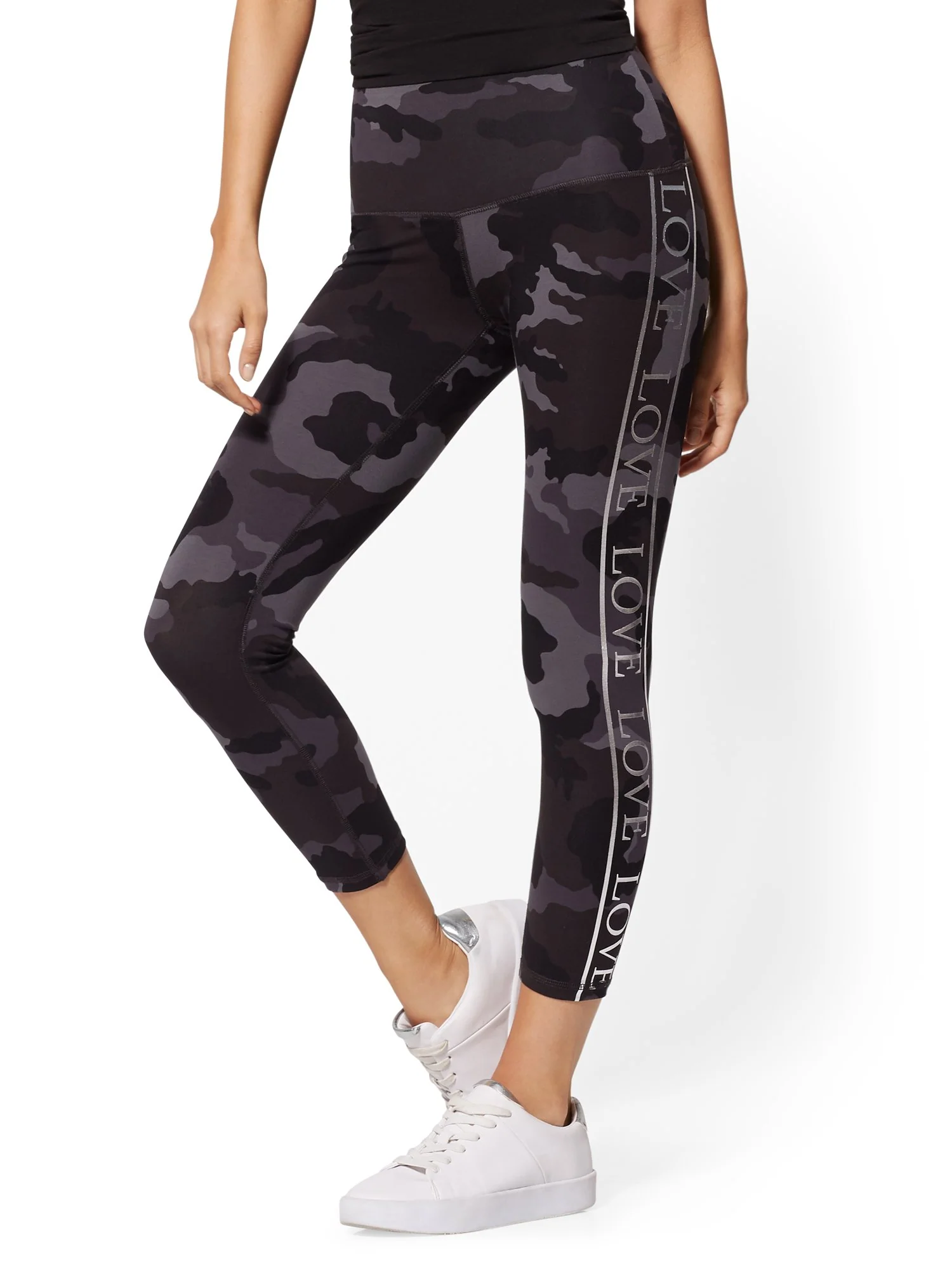 Metallic-Foil 'Love' Camo-Print Crop Legging - Image 2