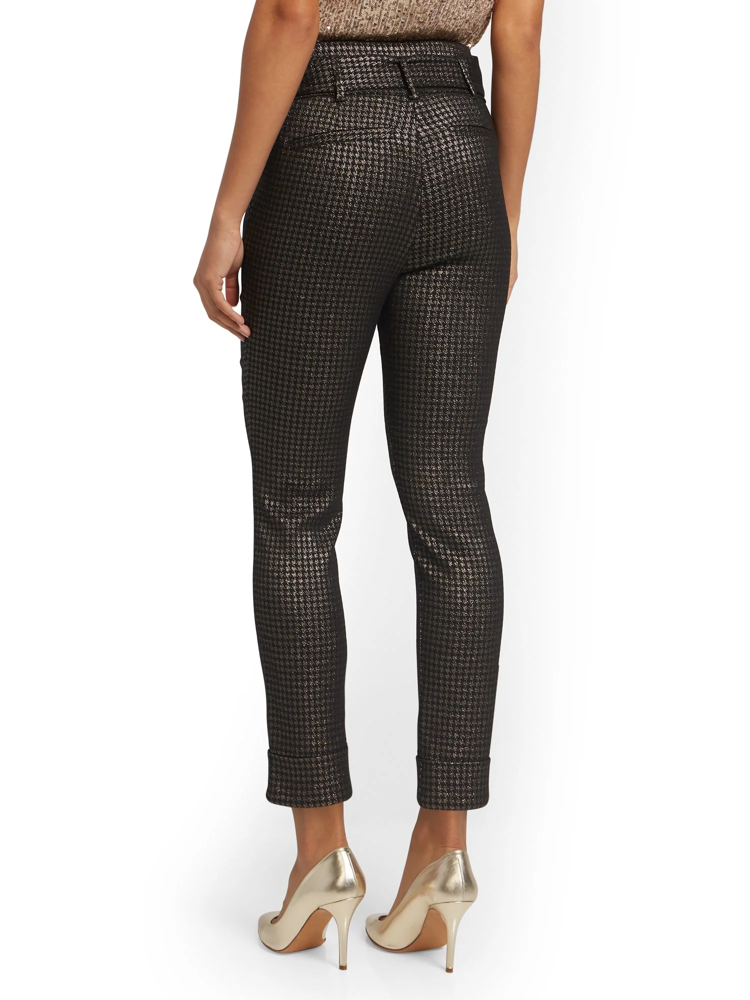 Metallic Houndstooth Pull-On Ankle Pant - Image 3