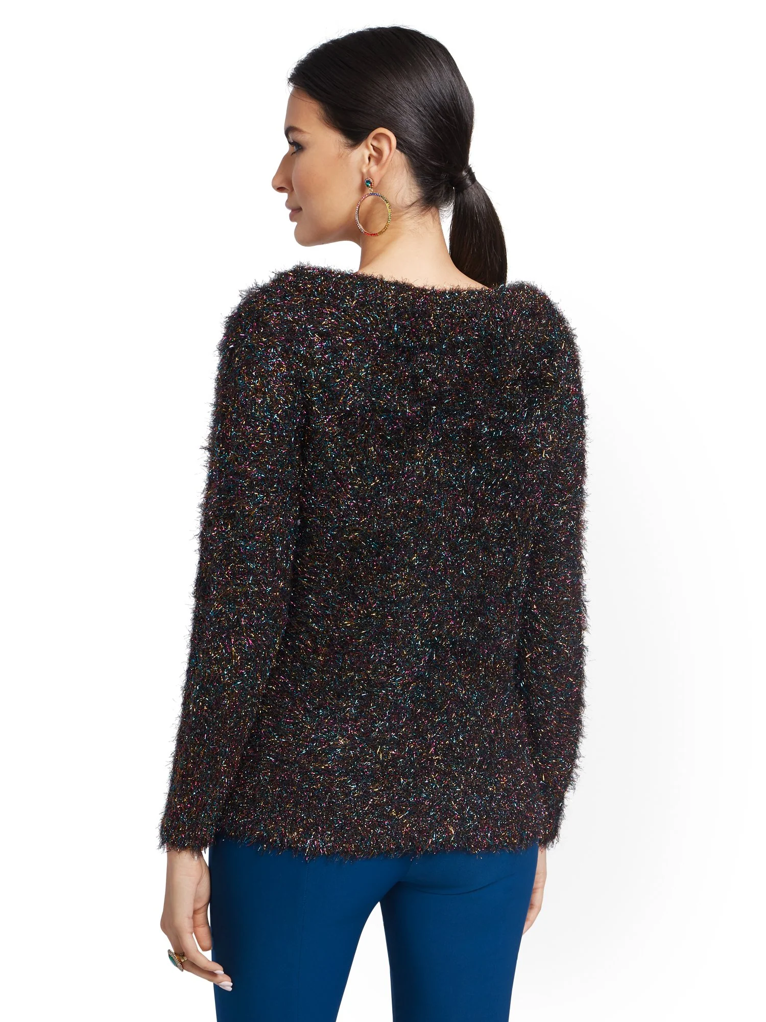 Metallic Multicolor Textured Sweater - Image 2