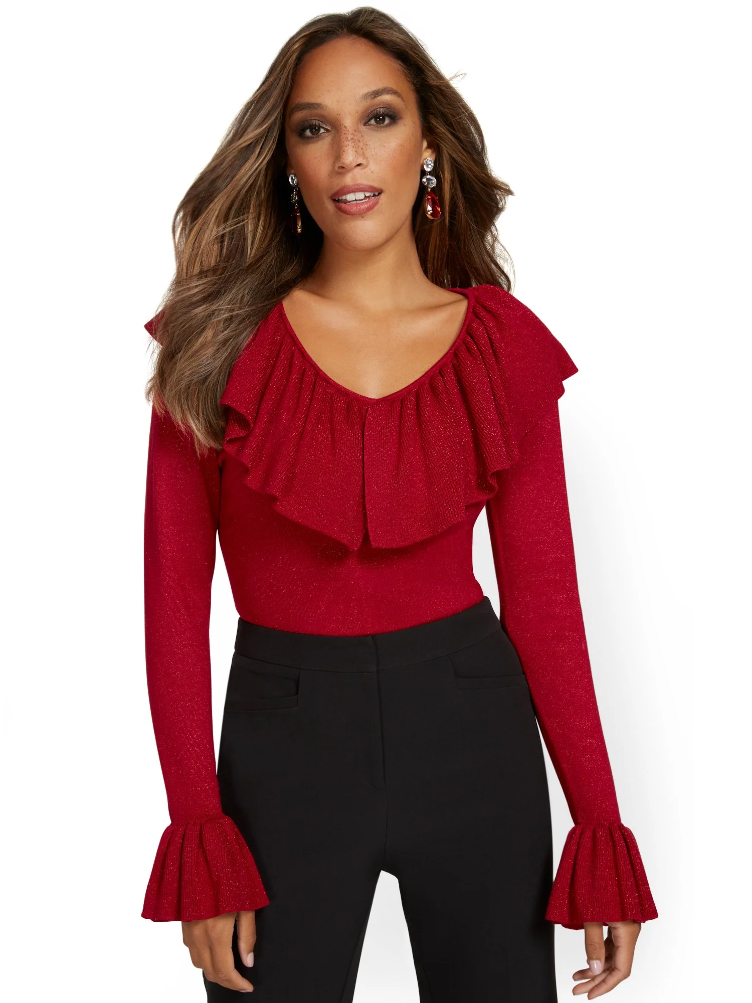 Metallic Ruffle Sweater - Image 5