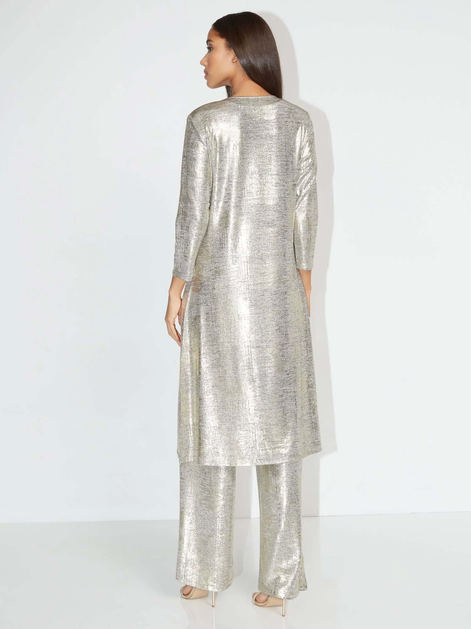Metallic Tie-Front Duster Cardigan - NY&C Style System - Image 3