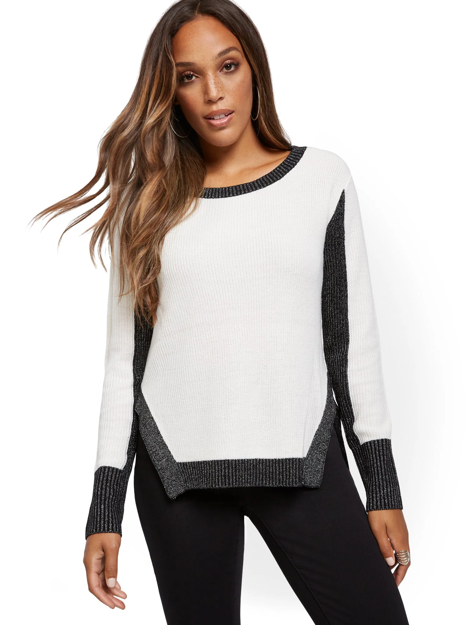 Metallic-Trim Hi-Lo Sweater - Image 9