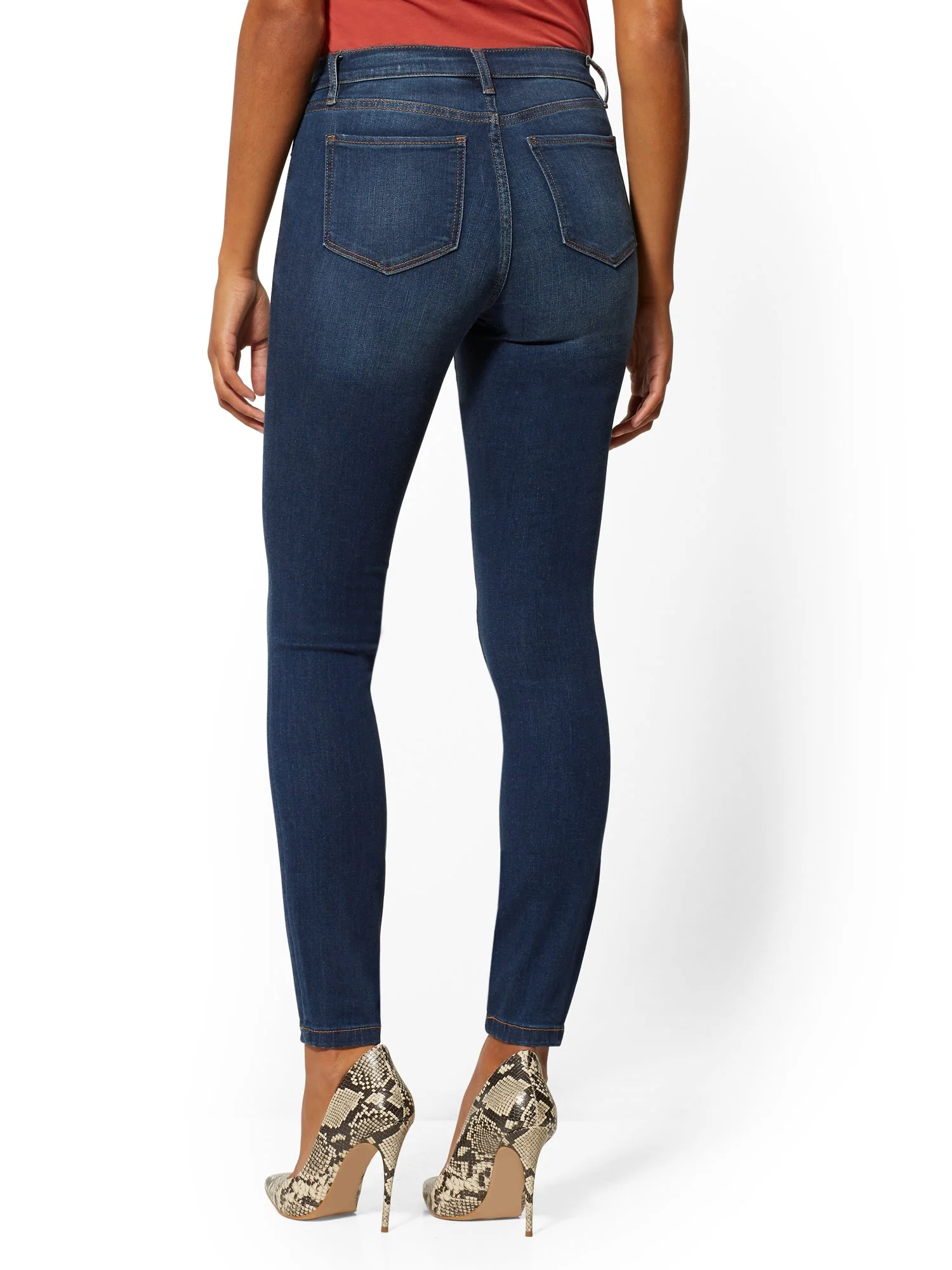 Mid-Rise Curvy Super-Skinny Jeans - Foxy Blue - Image 3
