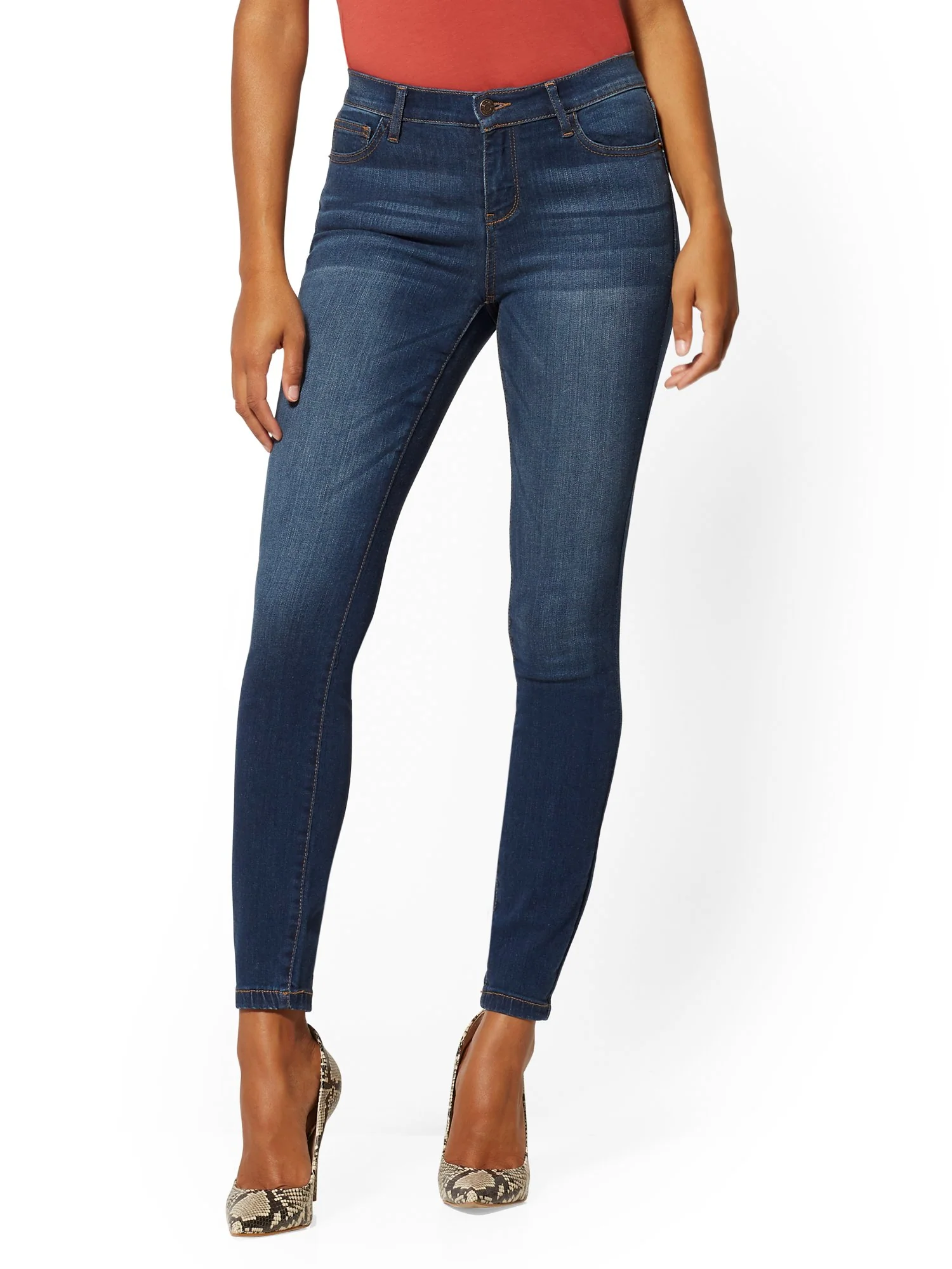 Mid-Rise Curvy Super-Skinny Jeans - Foxy Blue - Image 4