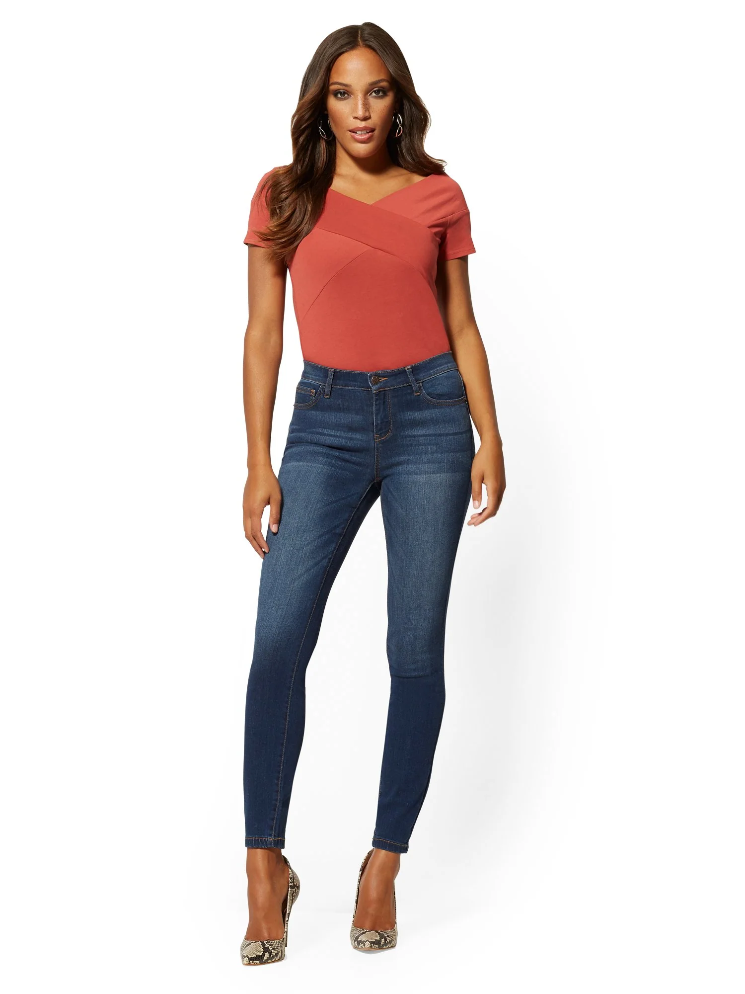 Mid-Rise Curvy Super-Skinny Jeans - Foxy Blue - Image 5