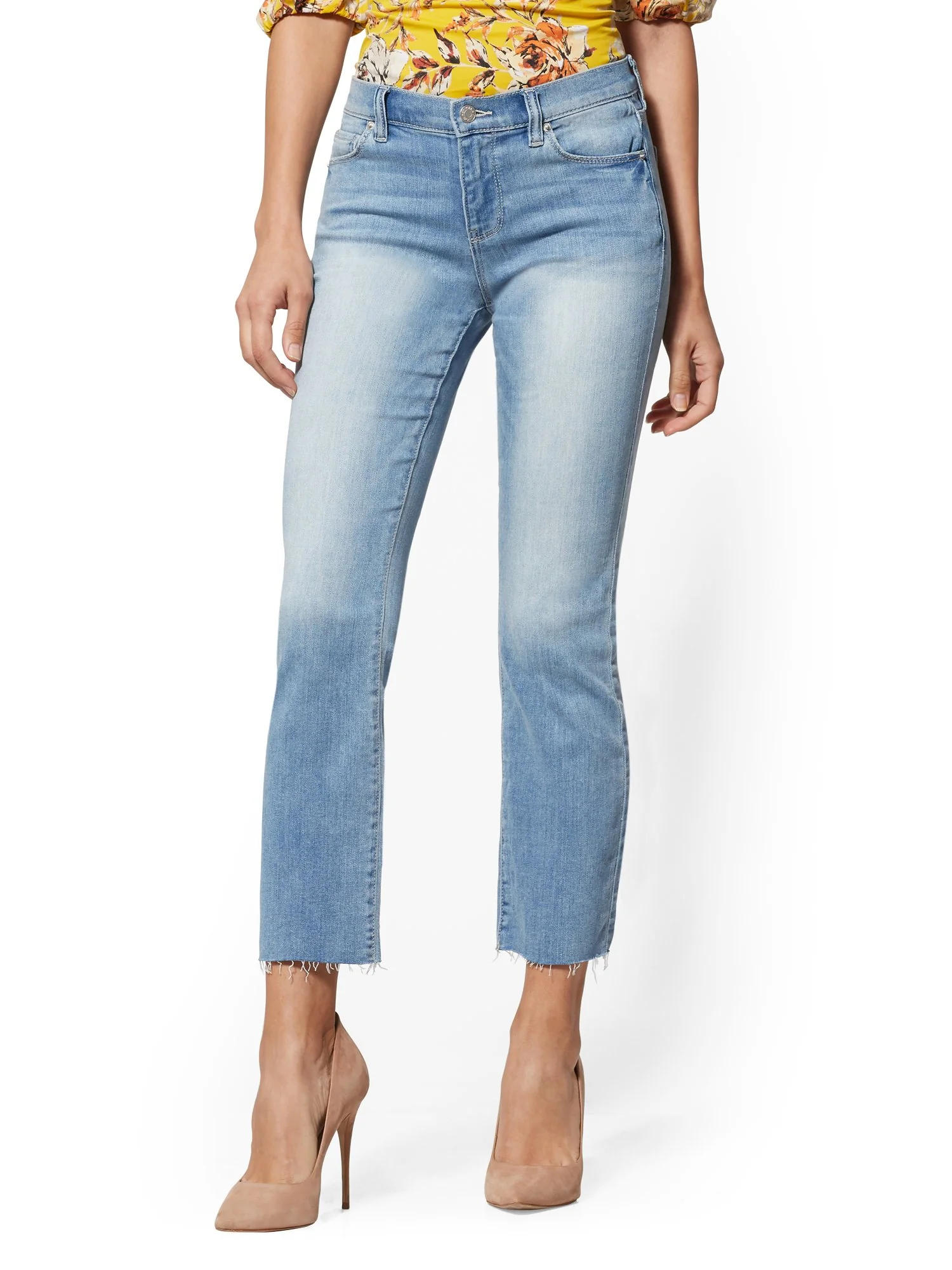 Mid-Rise Demi Bootcut Jeans - Pearl Blue - Image 2