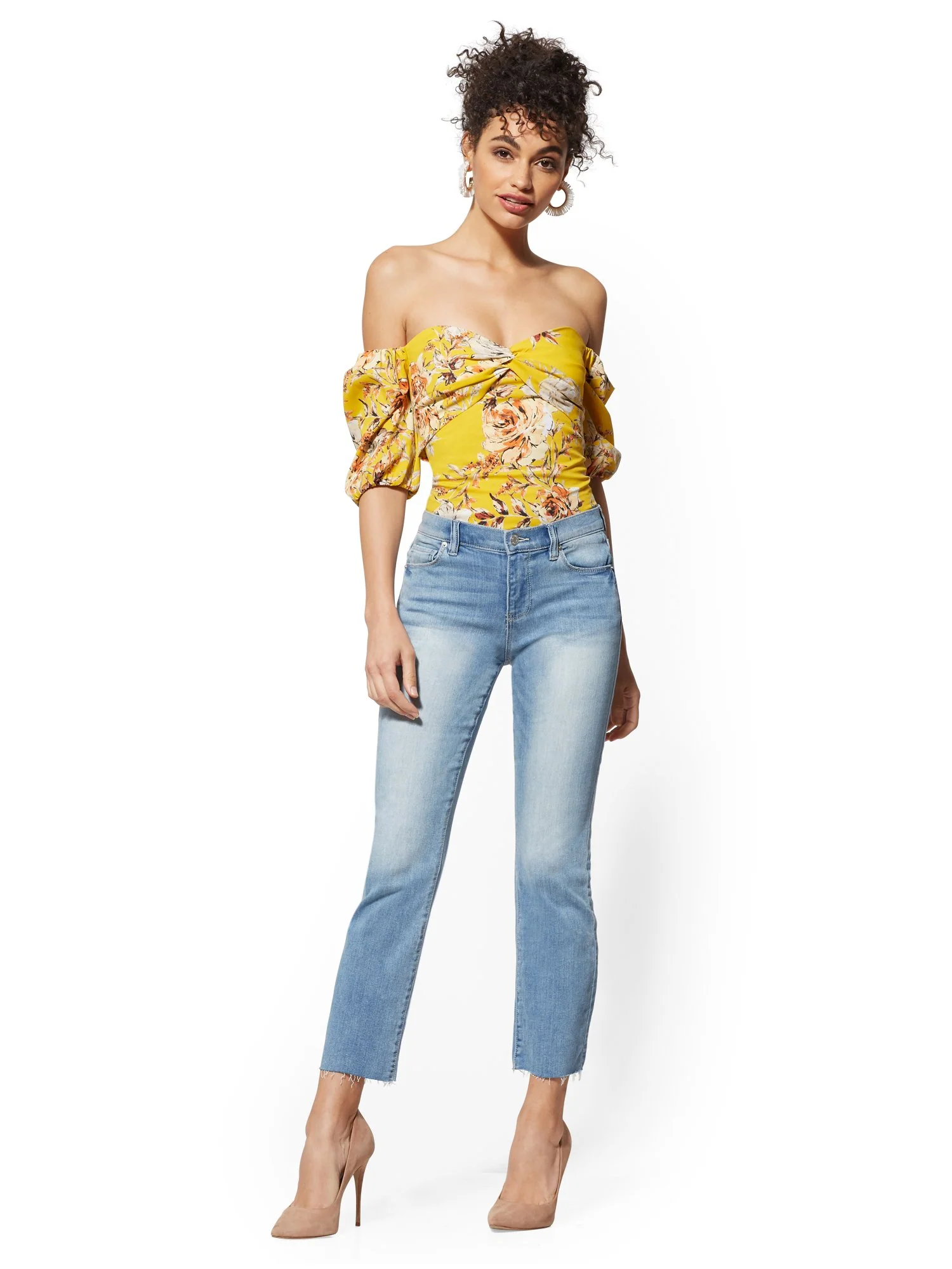 Mid-Rise Demi Bootcut Jeans - Pearl Blue - Image 4