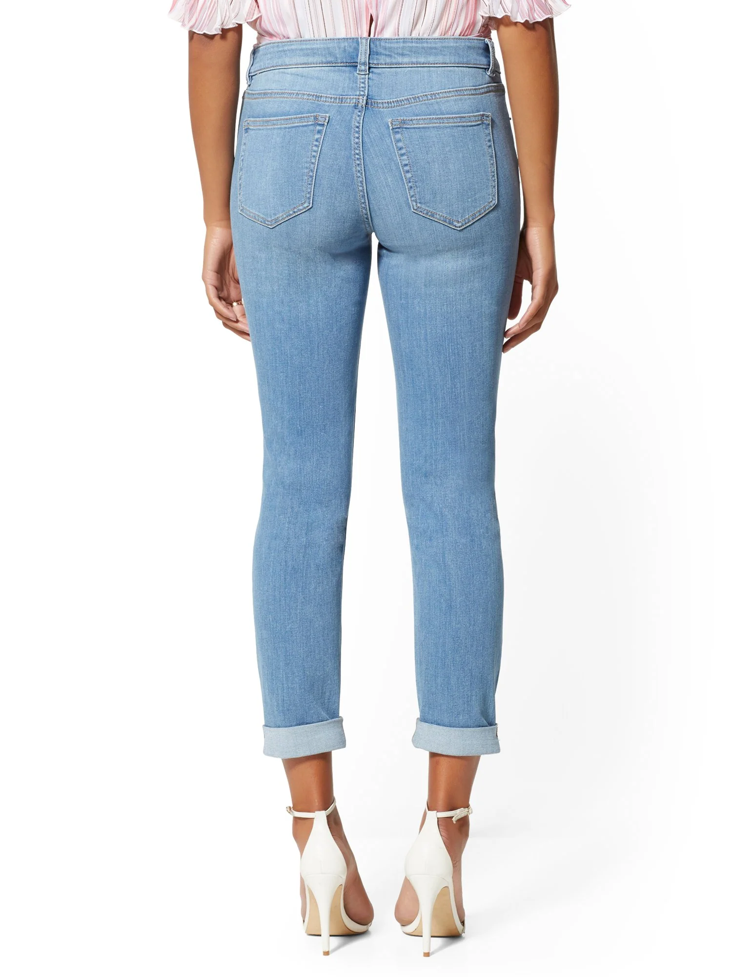 Mid-Rise Destroyed Curvy Boyfriend Jeans - Image 3