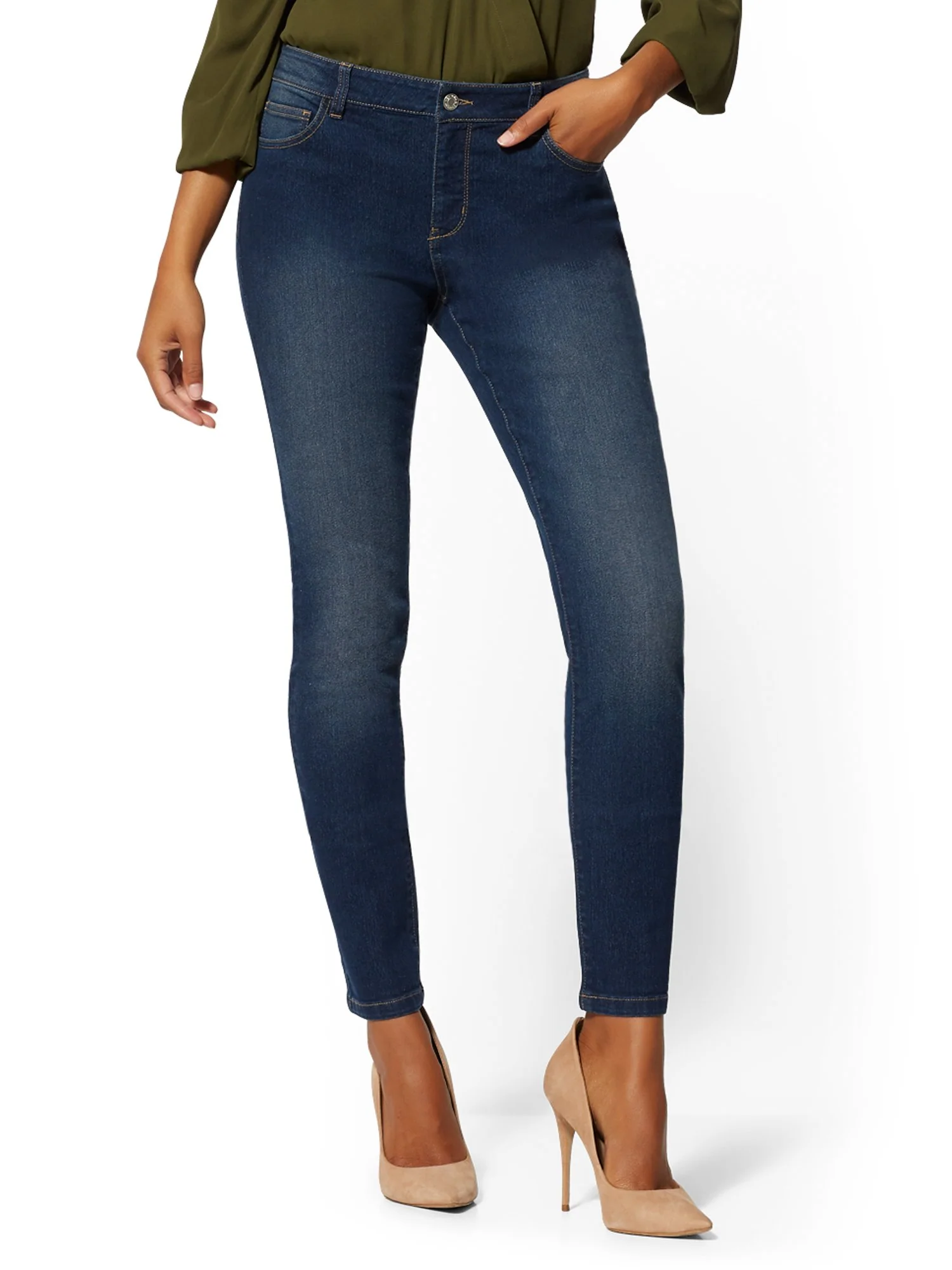 Mid-Rise Essential Skinny Jeans - Blue Honey - Image 2