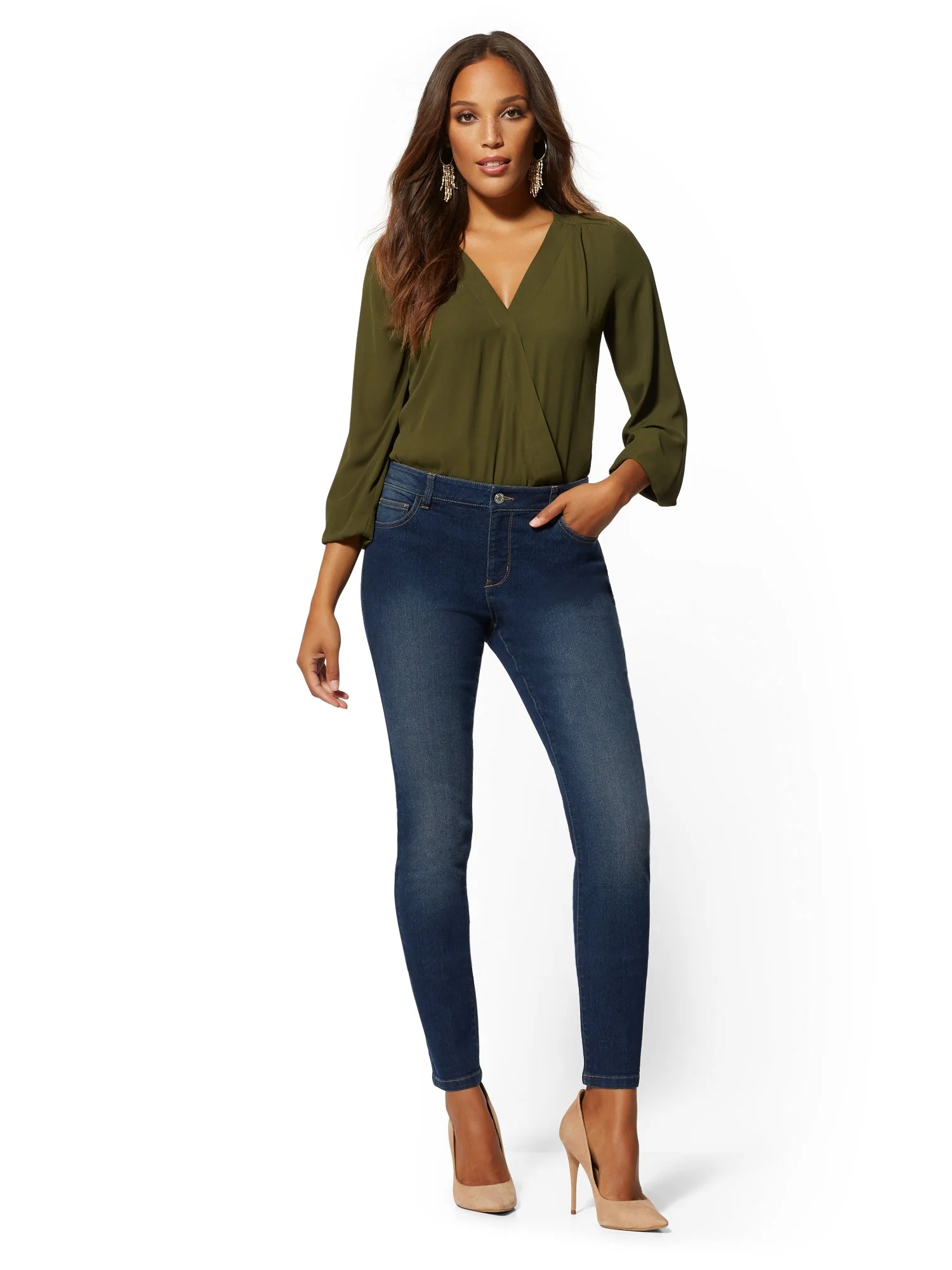Mid-Rise Essential Skinny Jeans - Blue Honey - Image 4