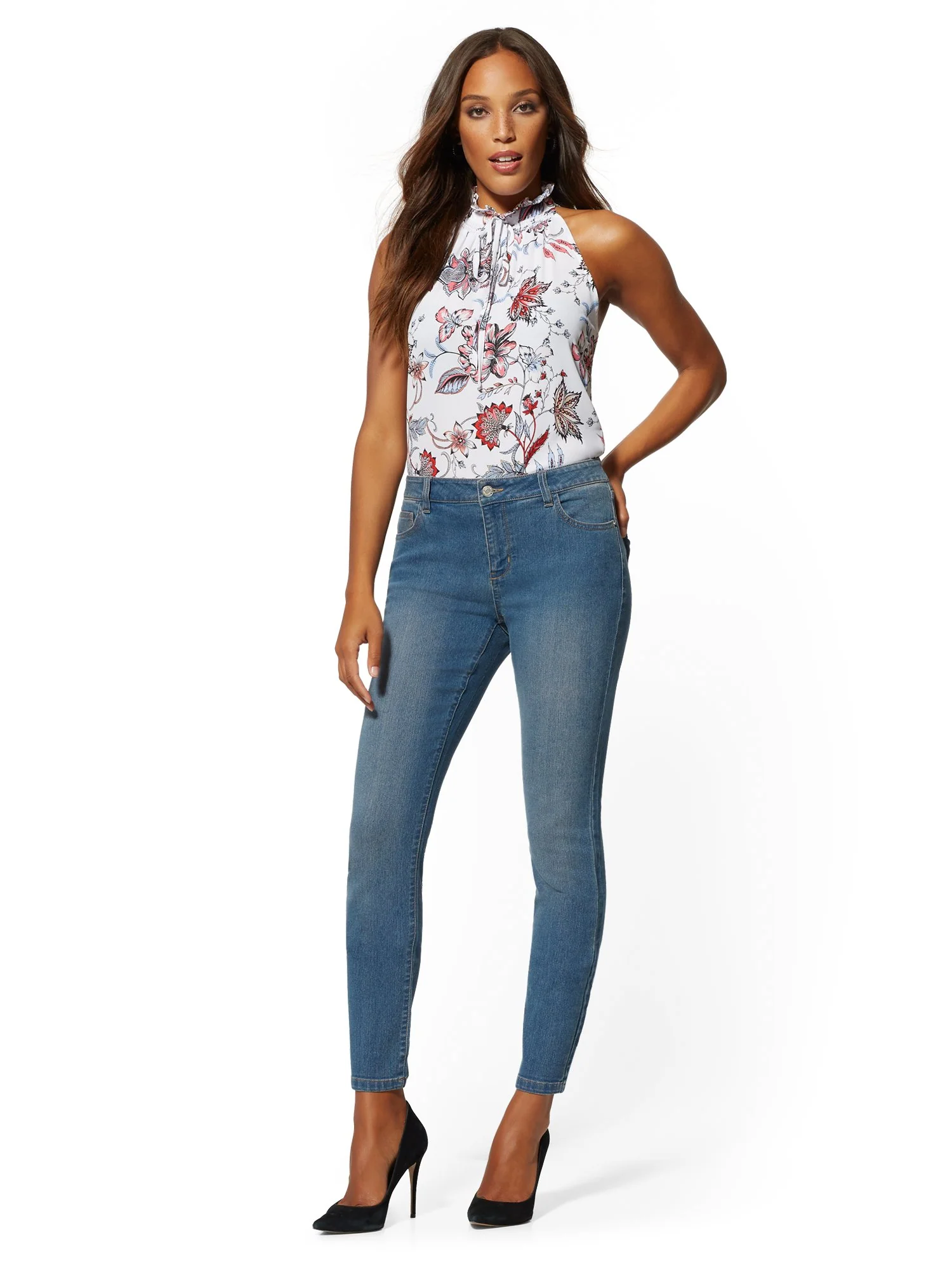 Mid-Rise Essential Skinny Jeans - Razor Blue - Image 4