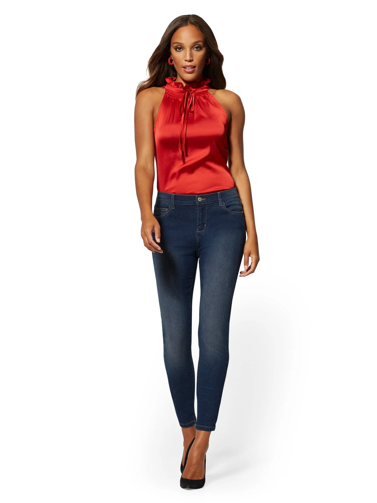 Mid-Rise Essential Super-Skinny Jeans - Blue Honey - Image 4