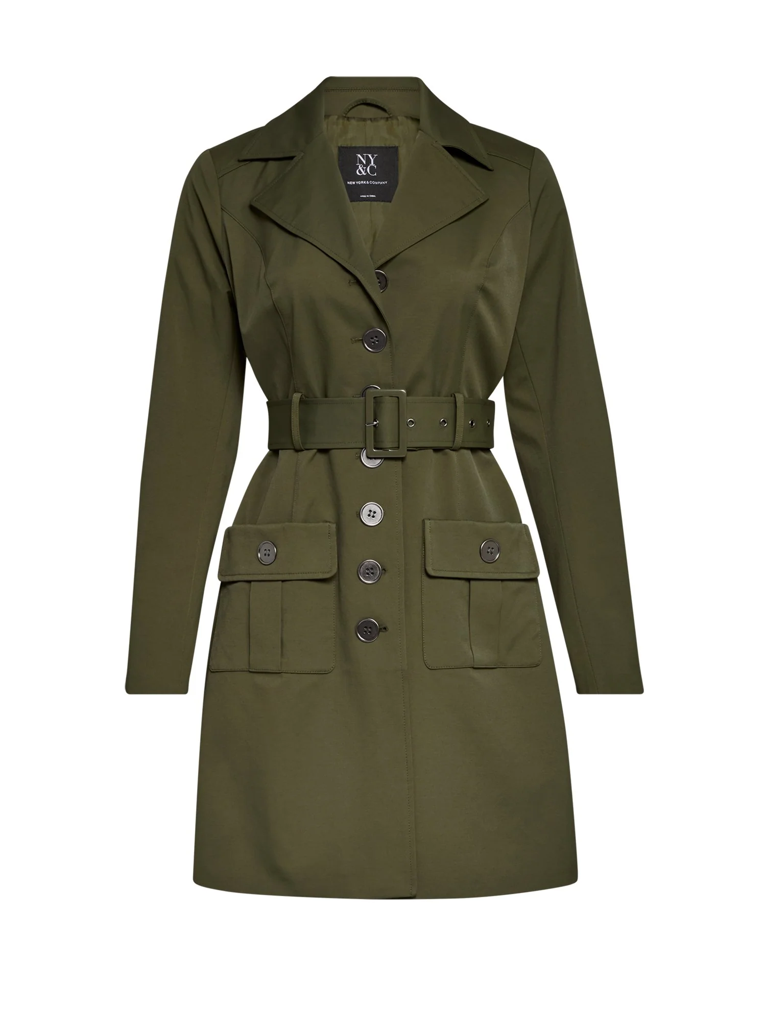 Long Sleeves Belted Military City Trench Coat - Image 17