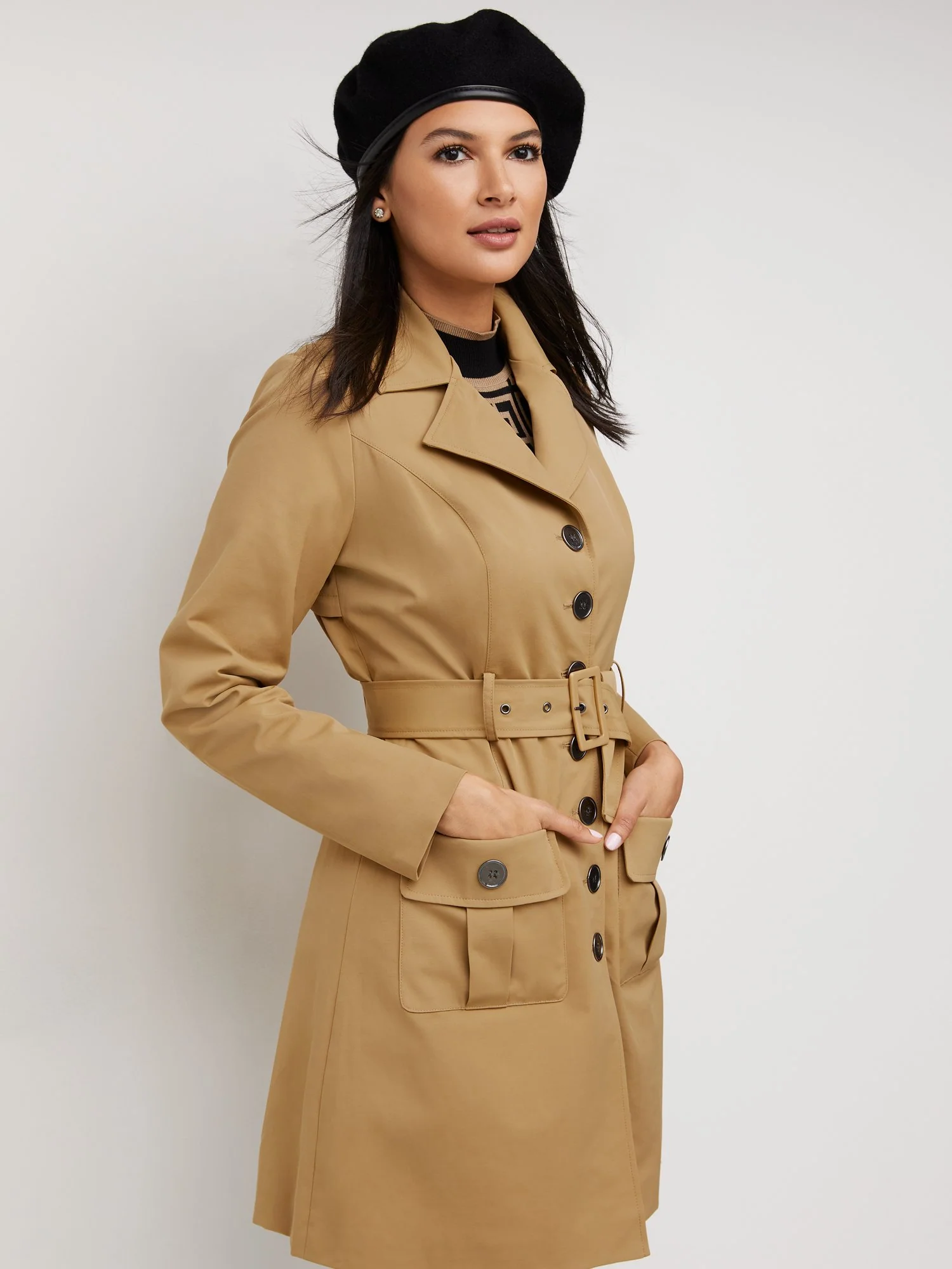 Long Sleeves Belted Military City Trench Coat - Image 6