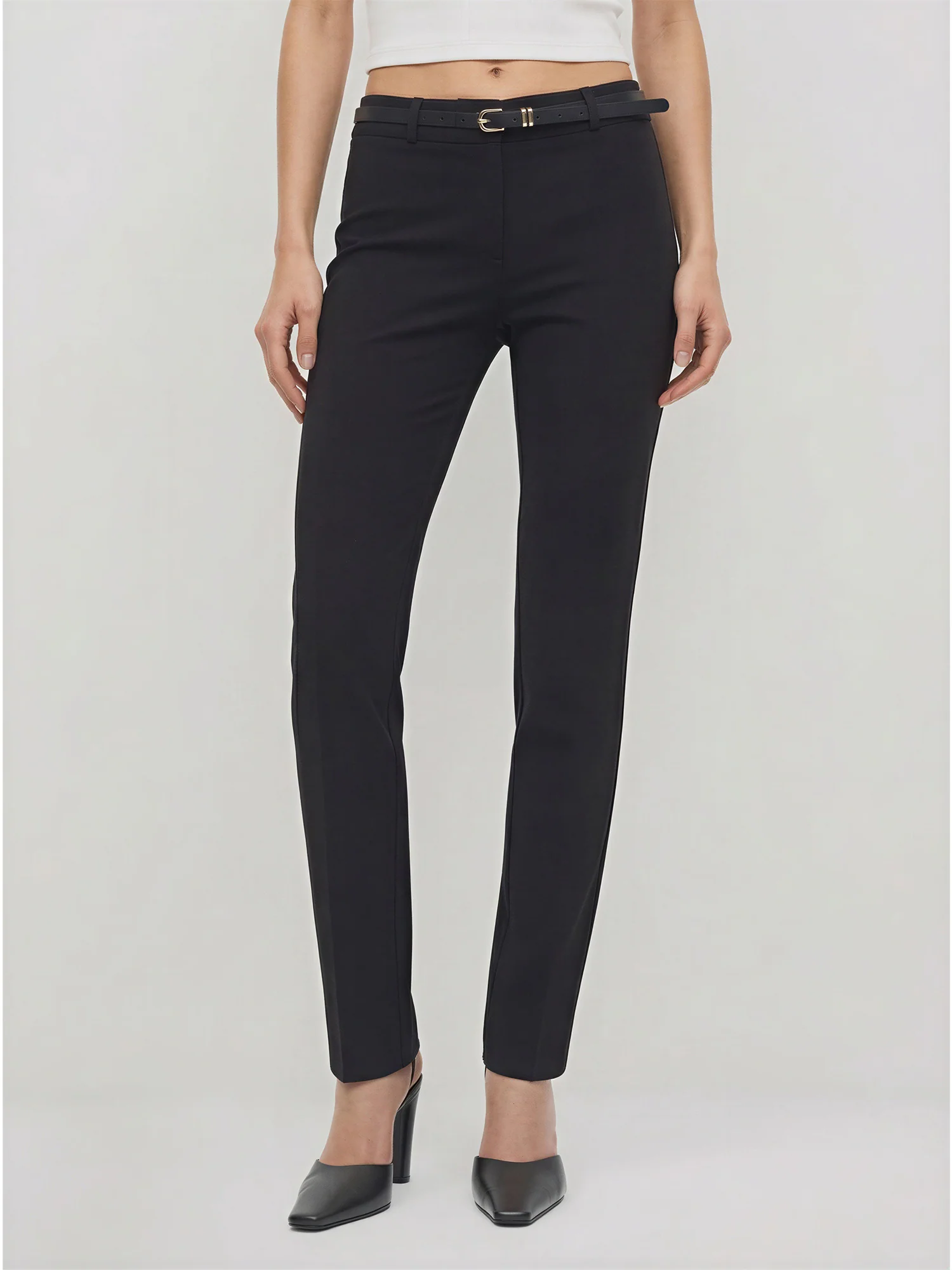 Millenium Mid Rise Skinny Leg Pants With Belt - Image 2