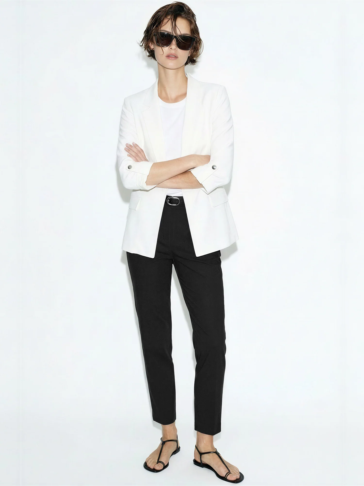 Millenium Pleated Front High Rise Tapered Straight Leg Pants