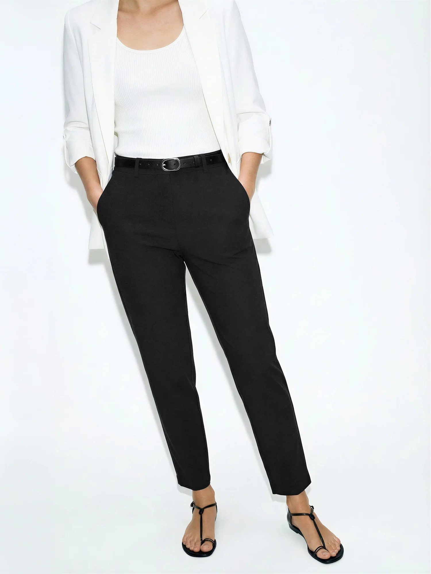 Millenium Pleated Front High Rise Tapered Straight Leg Pants - Image 2