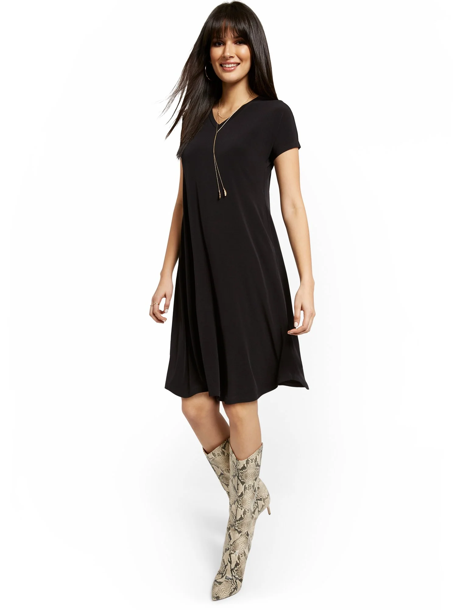 Mini V-Neck T-Shirt Dress - Image 2