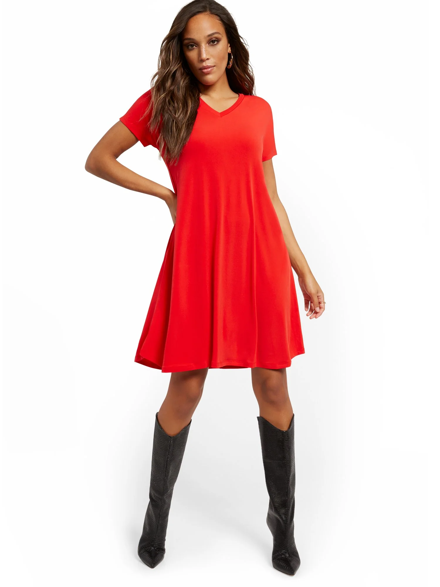 Mini V-Neck T-Shirt Dress - Image 8