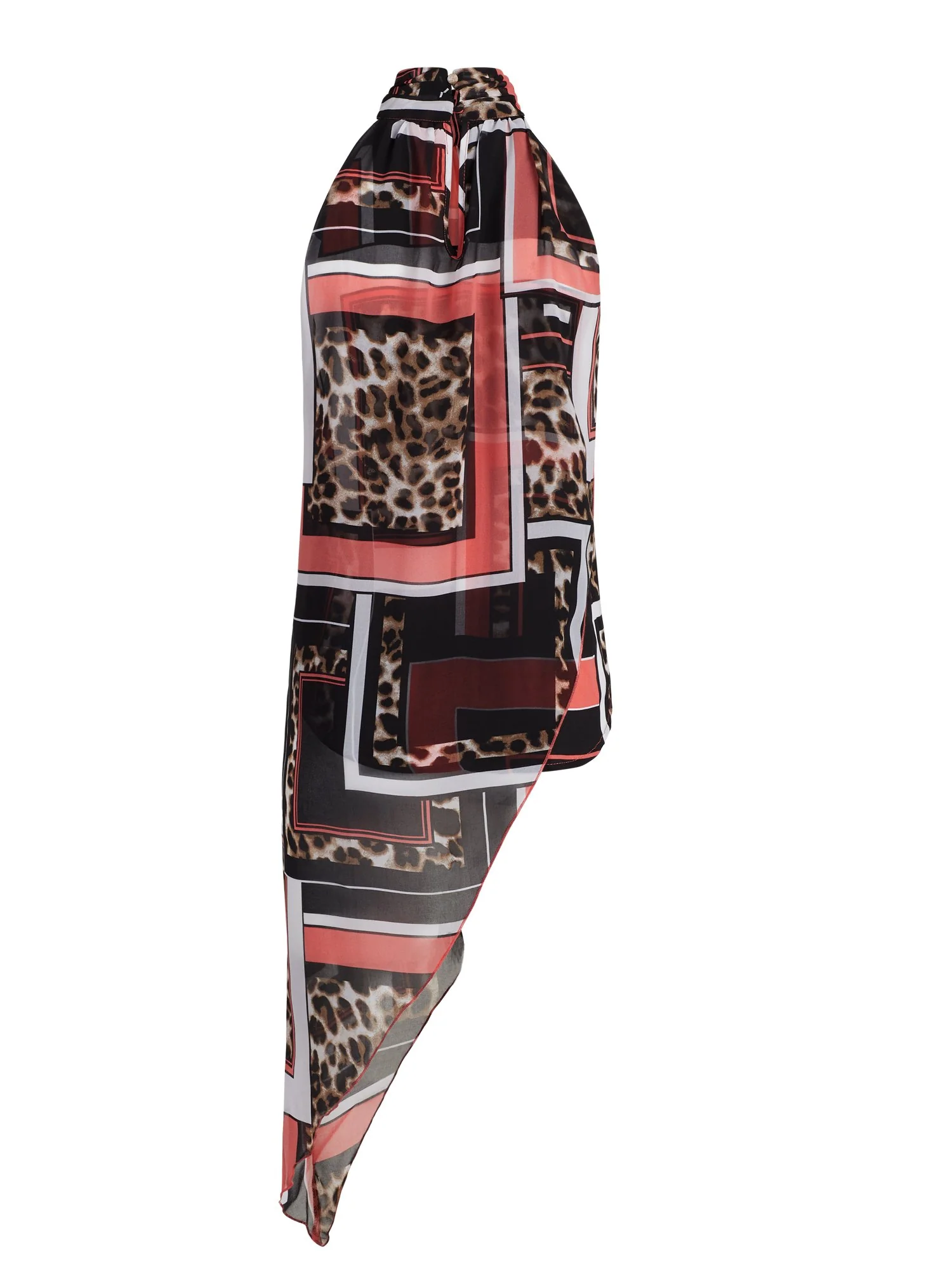 Mixed Animal Print Asymmetrical Halter Top - Image 3