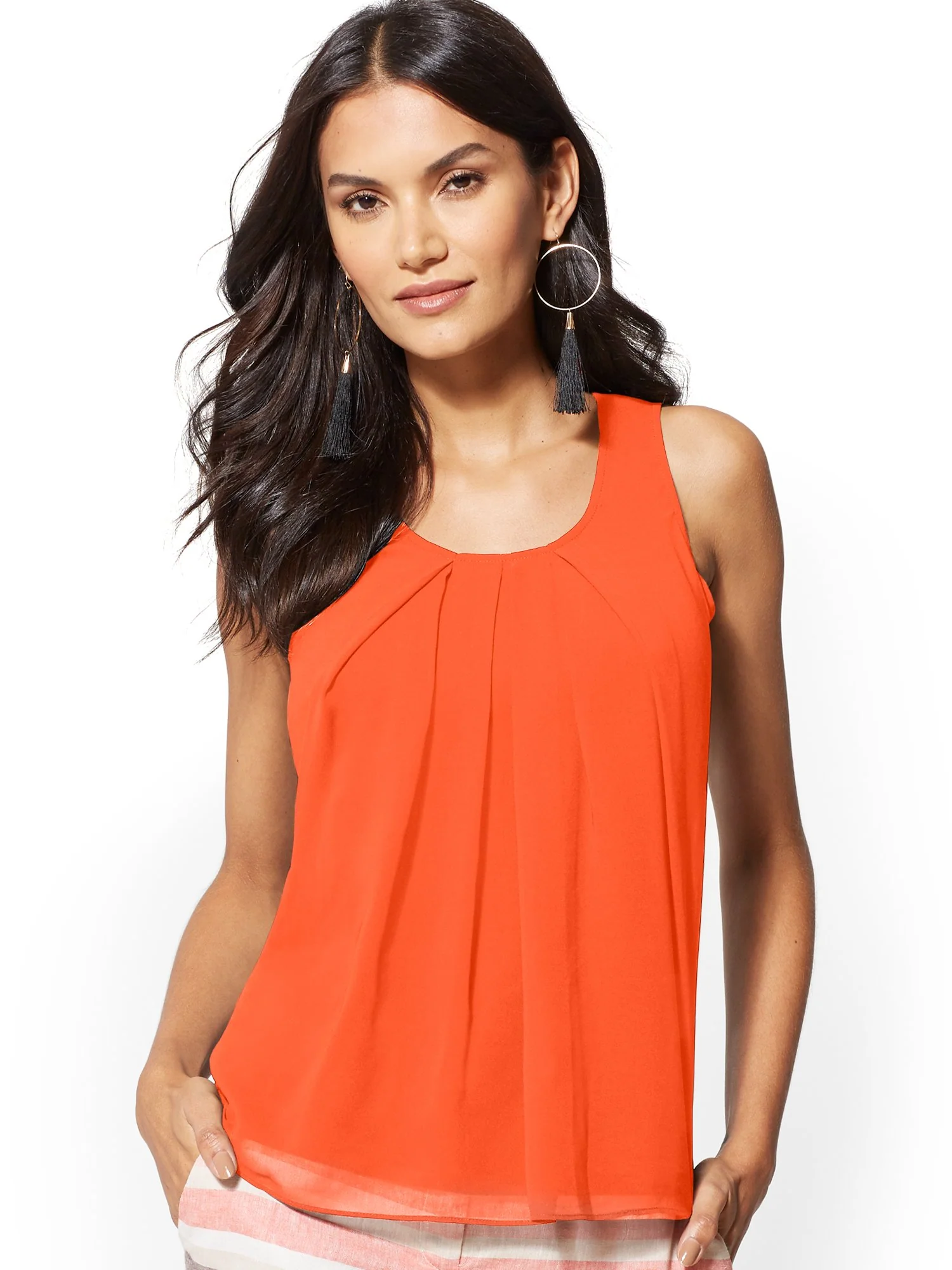 Mixed-Fabric Sleeveless Top - 7th Avenue - Image 39