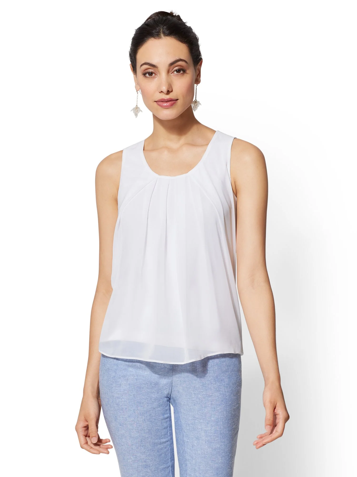 Mixed-Fabric Sleeveless Top - 7th Avenue - Image 6