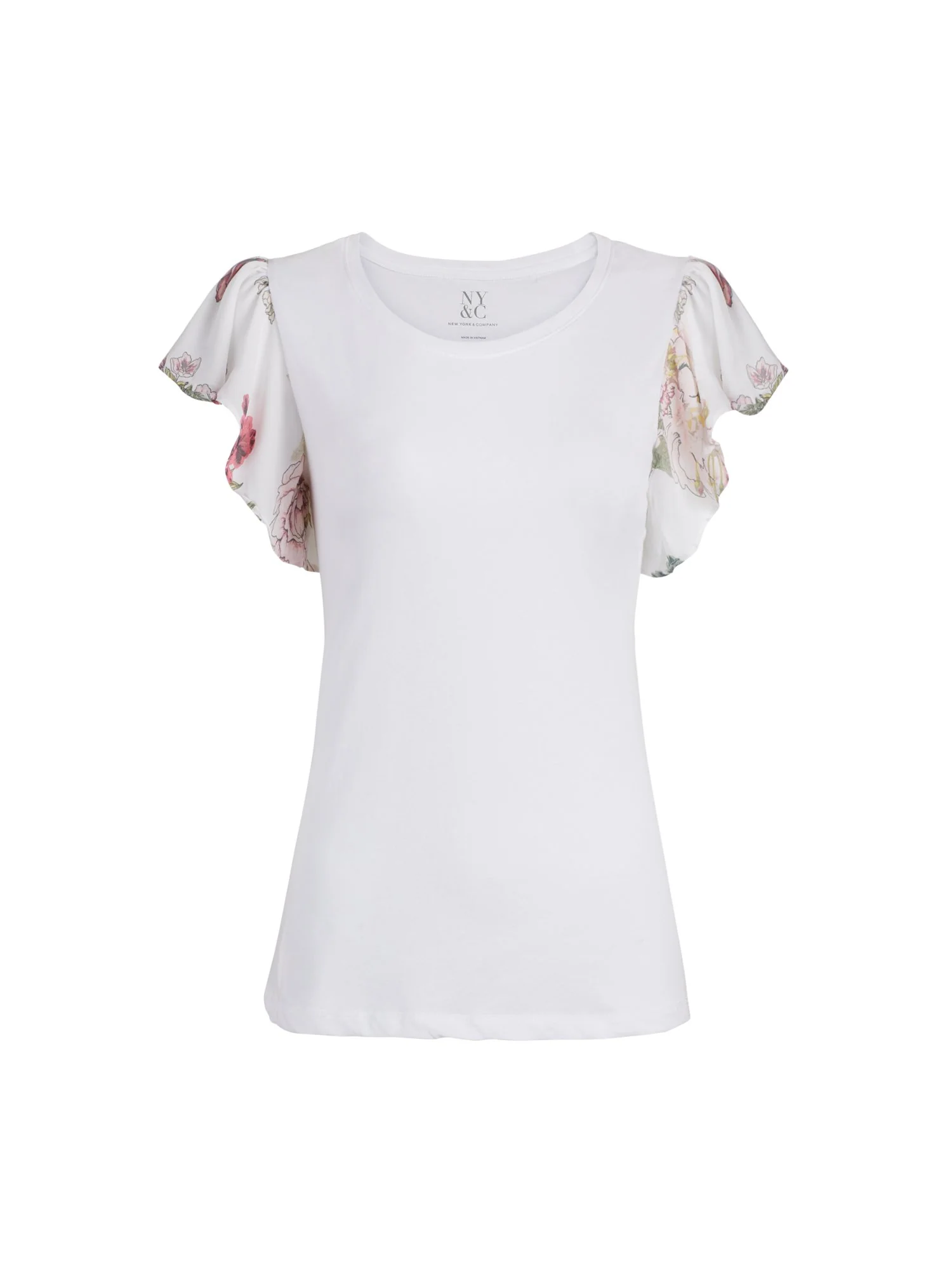 Mixed Media Flutter-Sleeve Cotton Top - Image 6