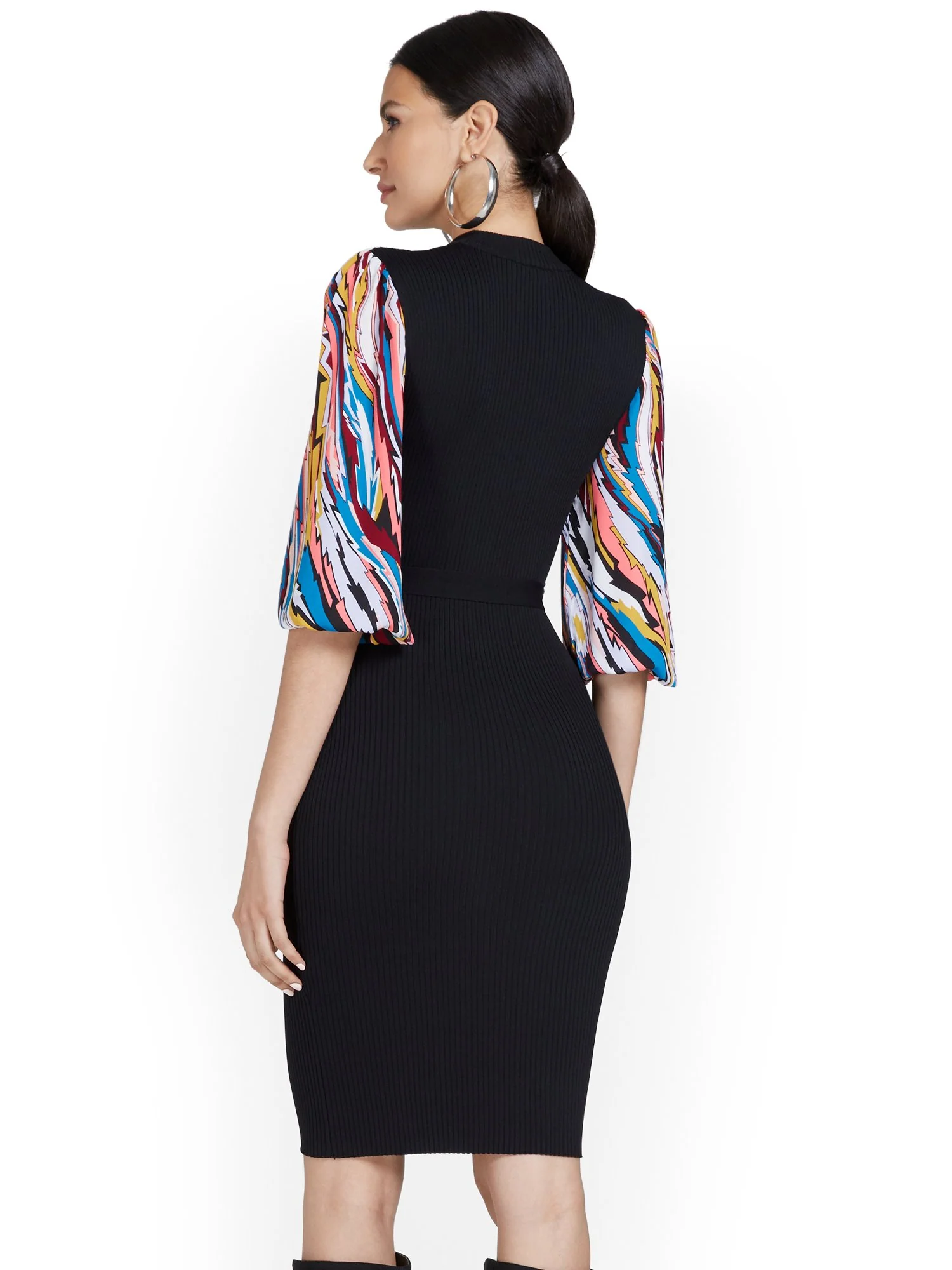 Mixed Media Sheath Sweater Dress - Image 3