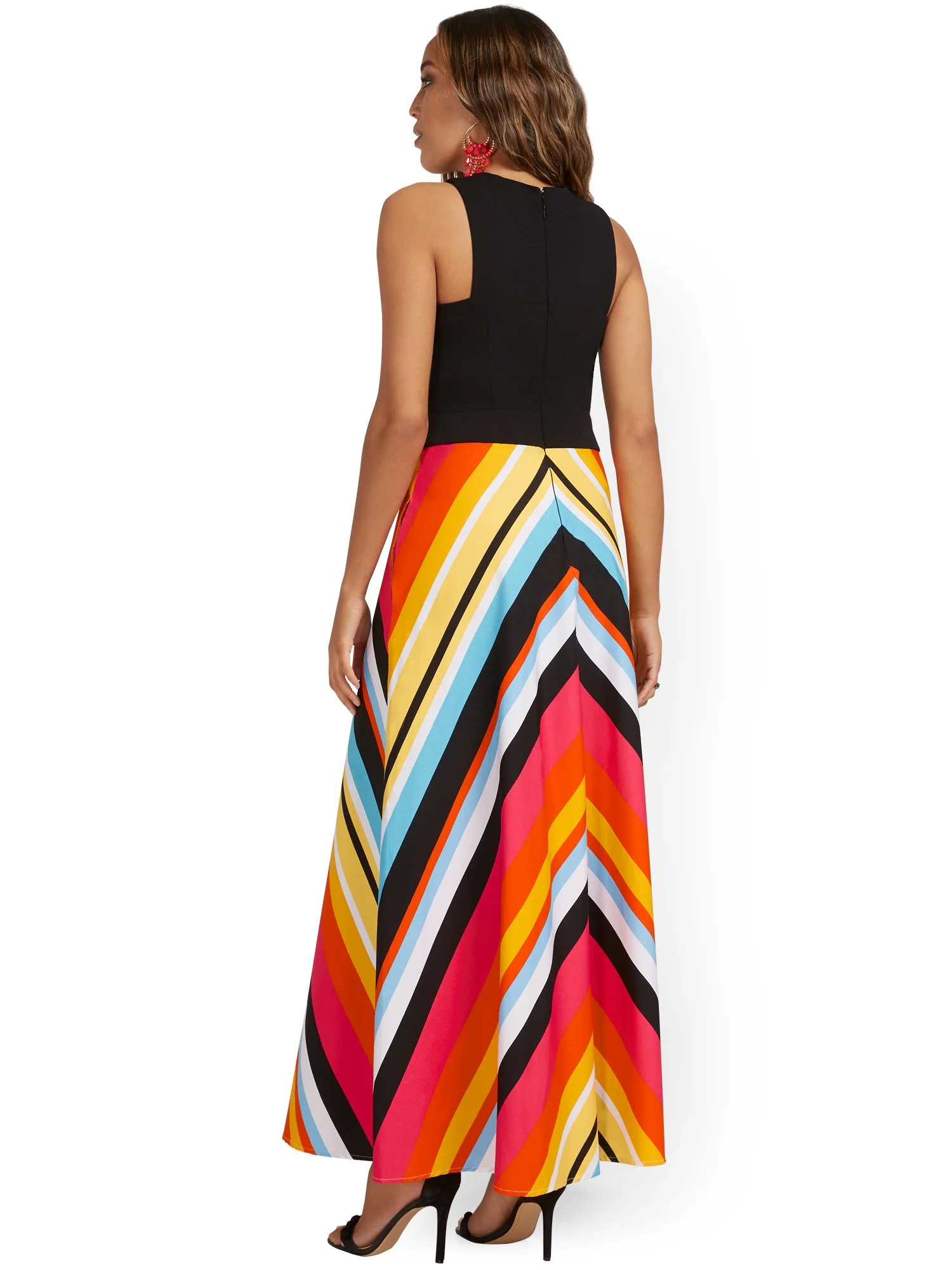 Mixed Media Stripe Maxi Dress - Image 3