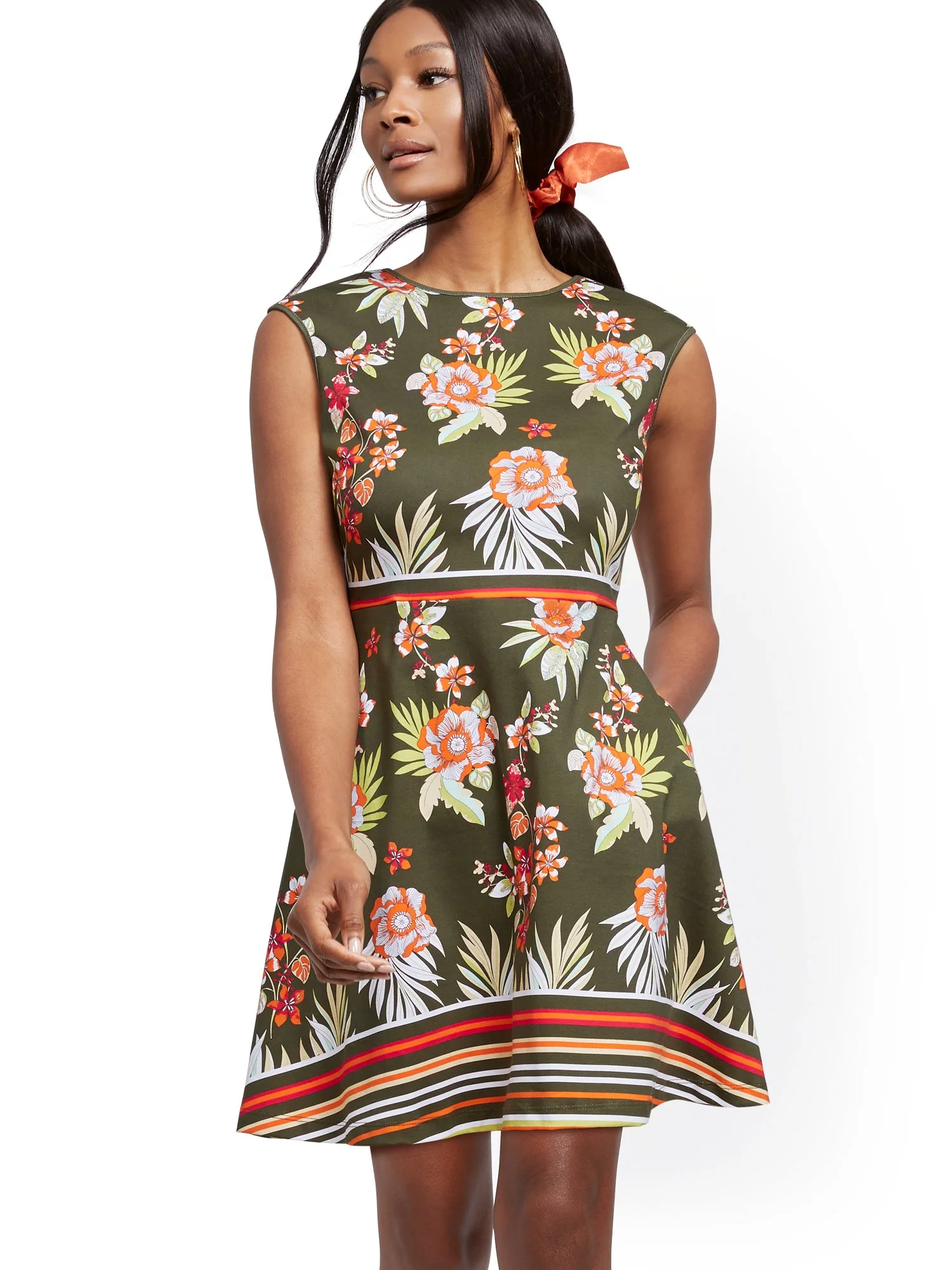 Mixed-Print Fit and Flare Dress - Image 6