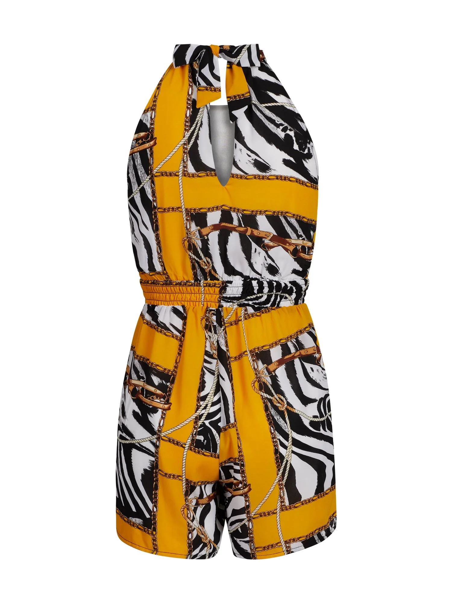 Mixed-Print Halter Romper - Image 3