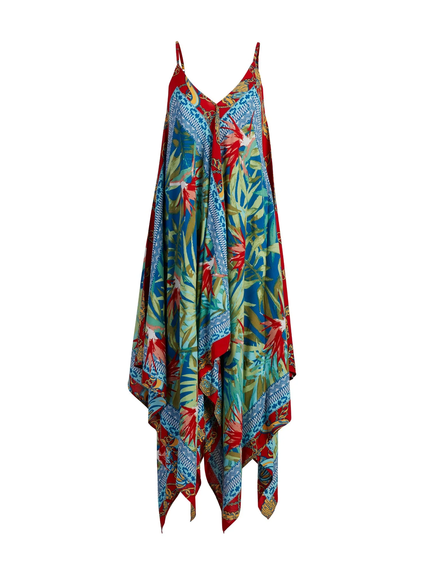 Mixed-Print Handkerchief-Hem Swing Dress - Image 2