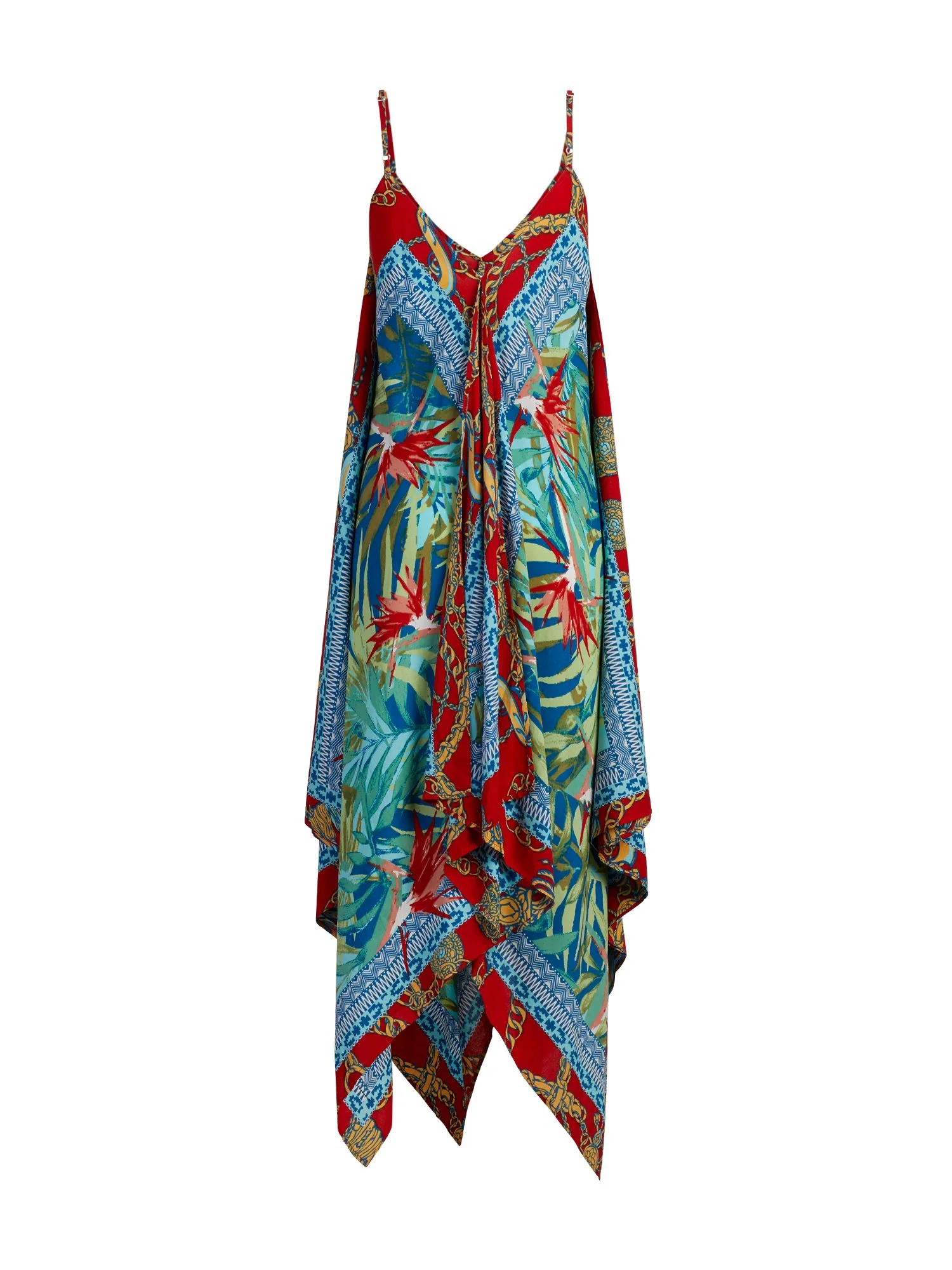 Mixed-Print Handkerchief-Hem Swing Dress - Image 3